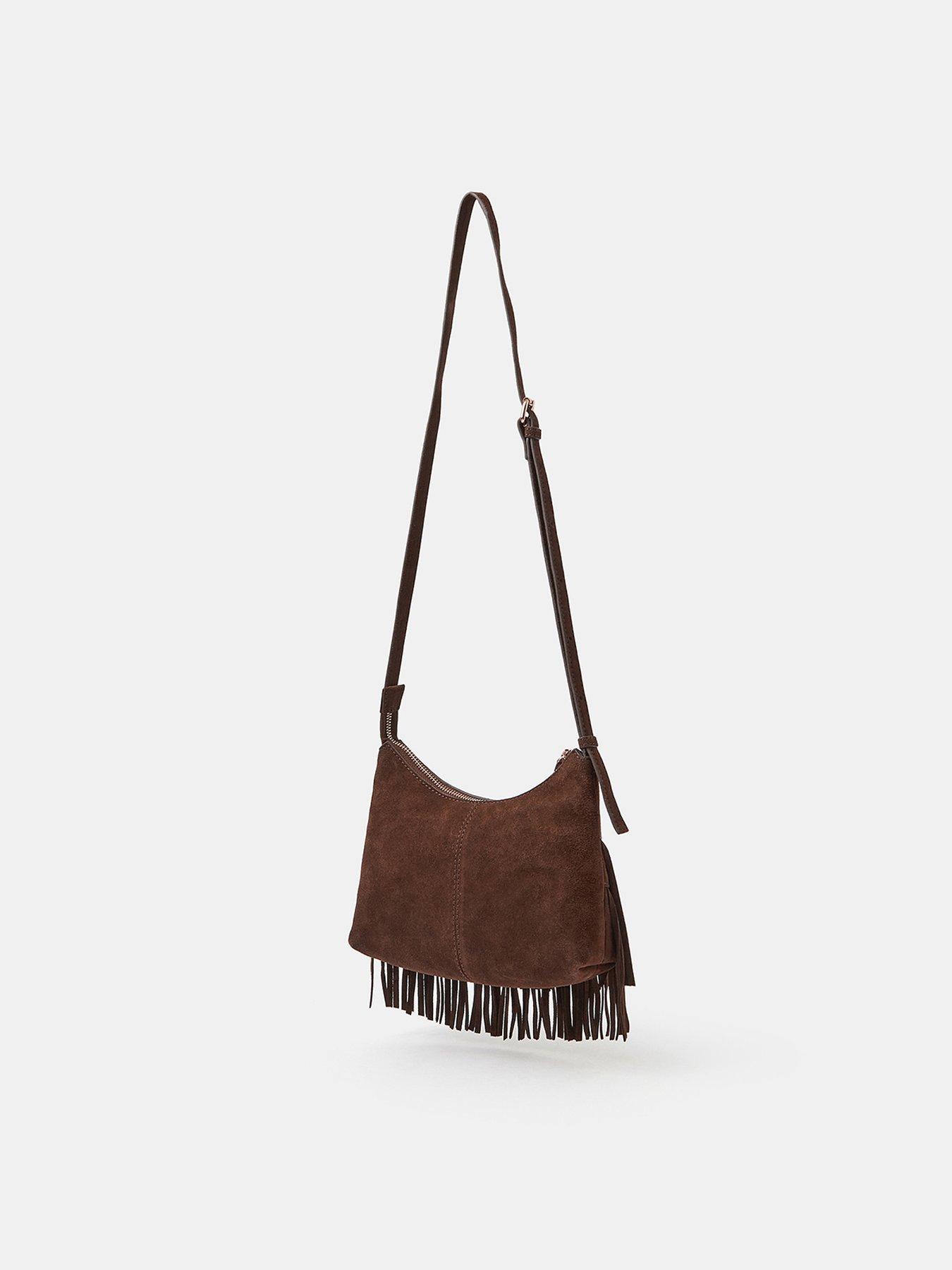 Image 3 of 5 of Accessorize Fringe Suede Crossbody Bag
