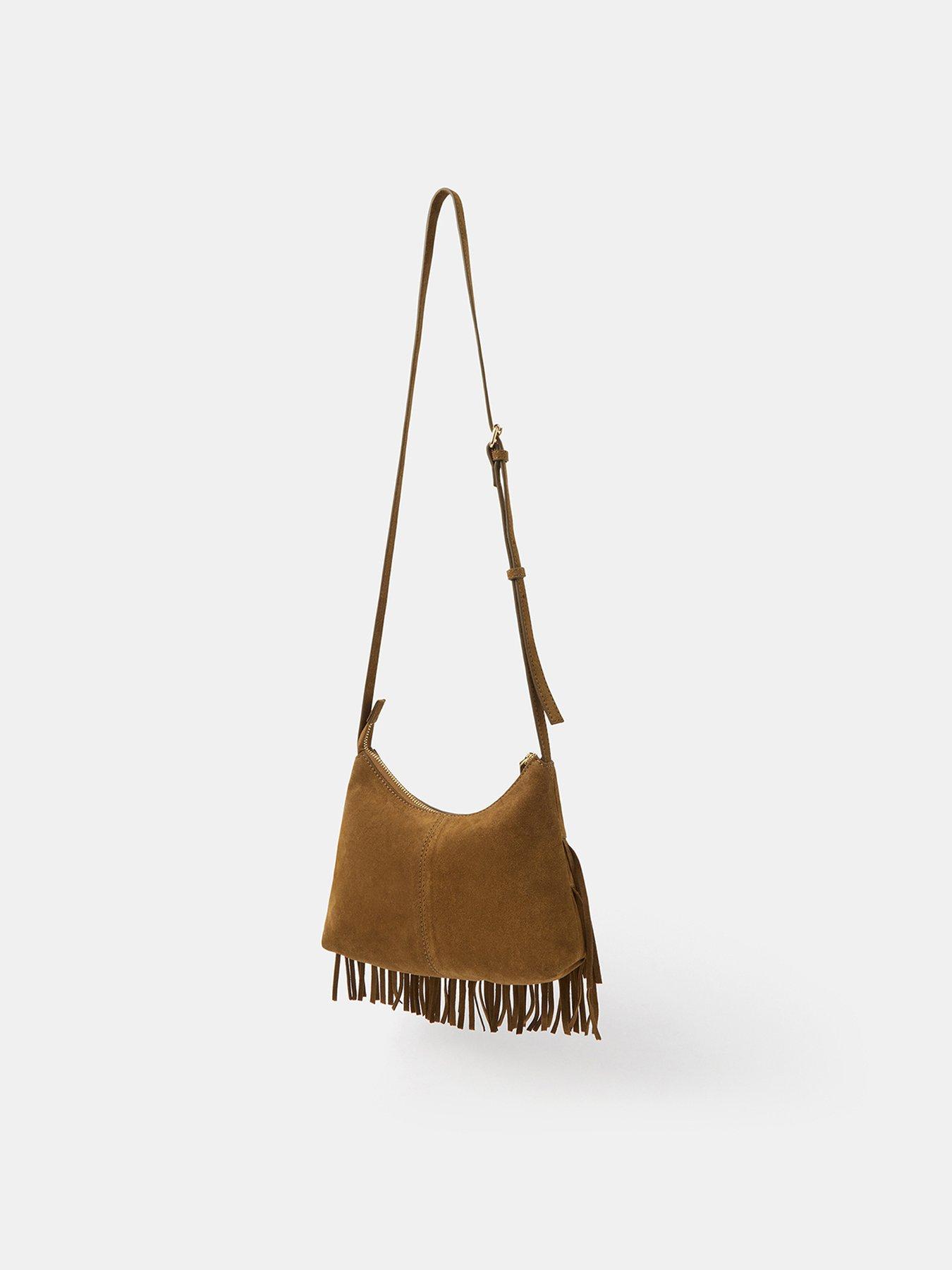 Image 3 of 5 of Accessorize Fringe Suede Crossbody Bag