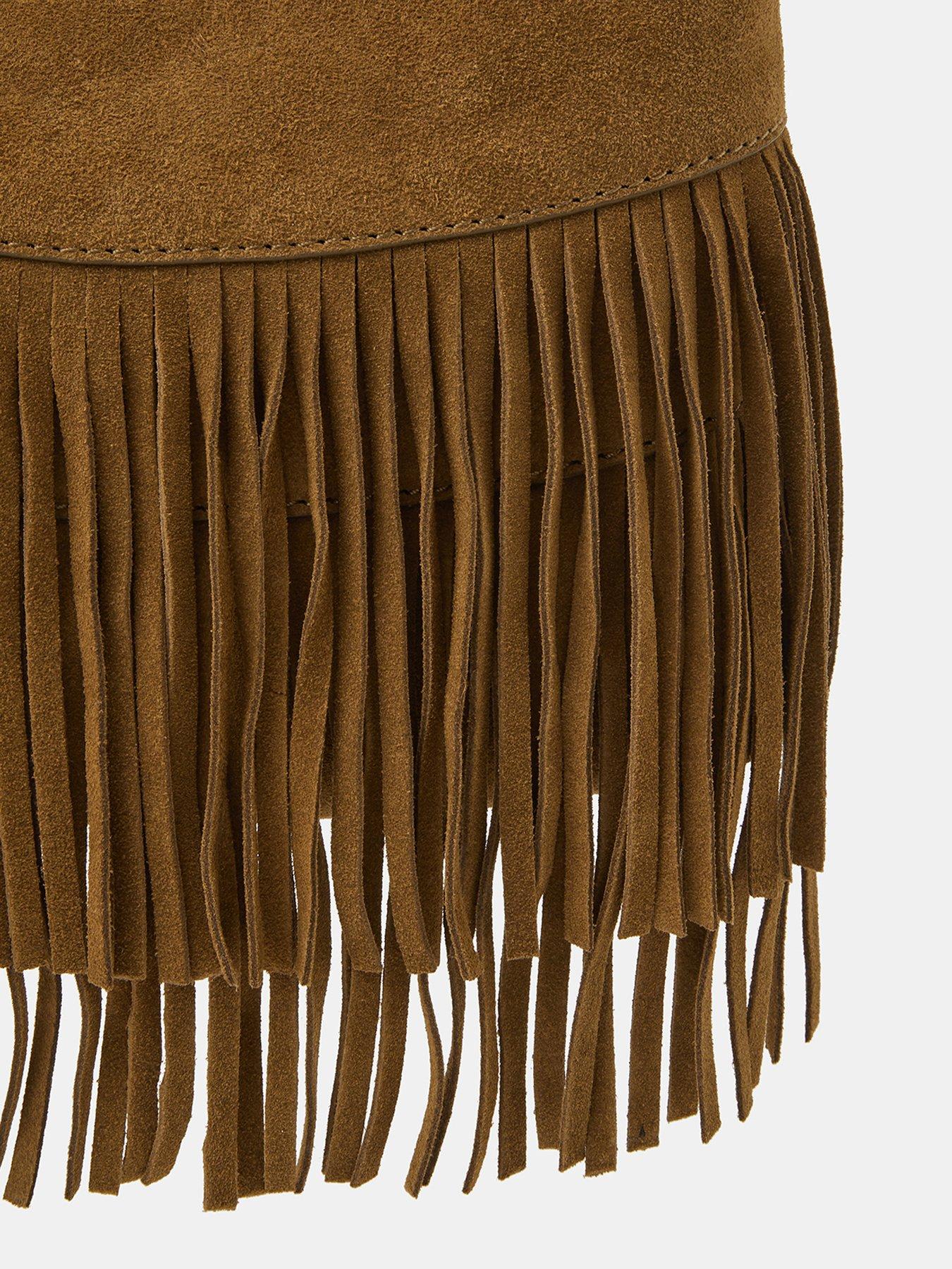 Image 4 of 5 of Accessorize Fringe Suede Crossbody Bag