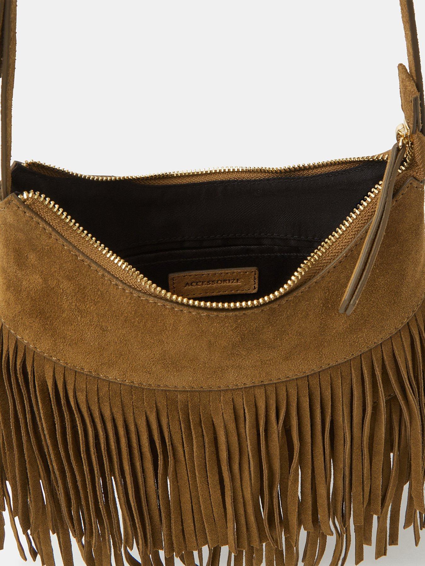 Image 5 of 5 of Accessorize Fringe Suede Crossbody Bag