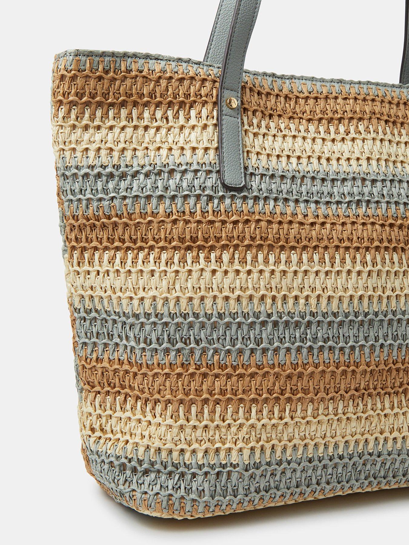 Image 4 of 5 of Accessorize Stripe Raffia Shoulder Bag
