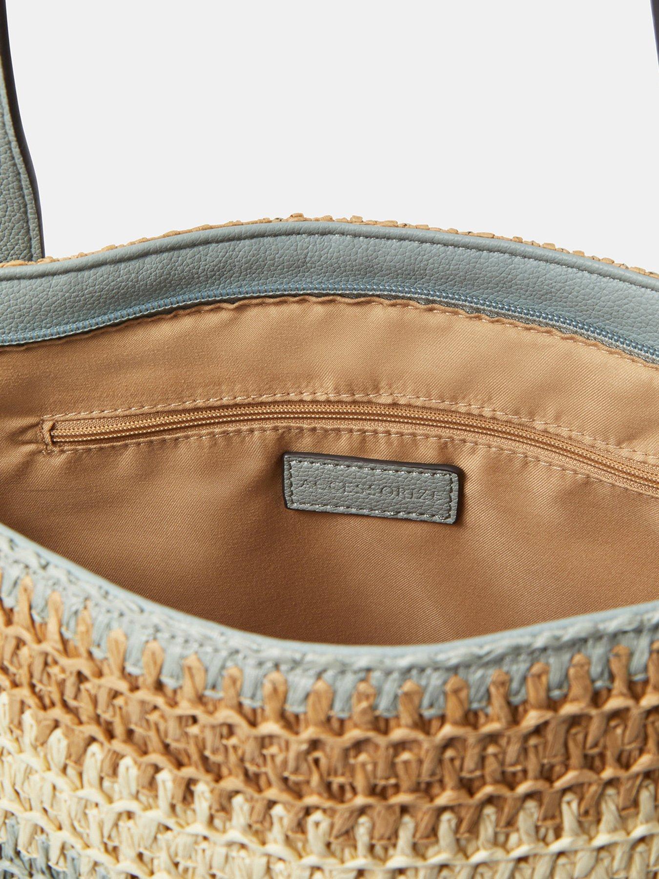 Image 5 of 5 of Accessorize Stripe Raffia Shoulder Bag