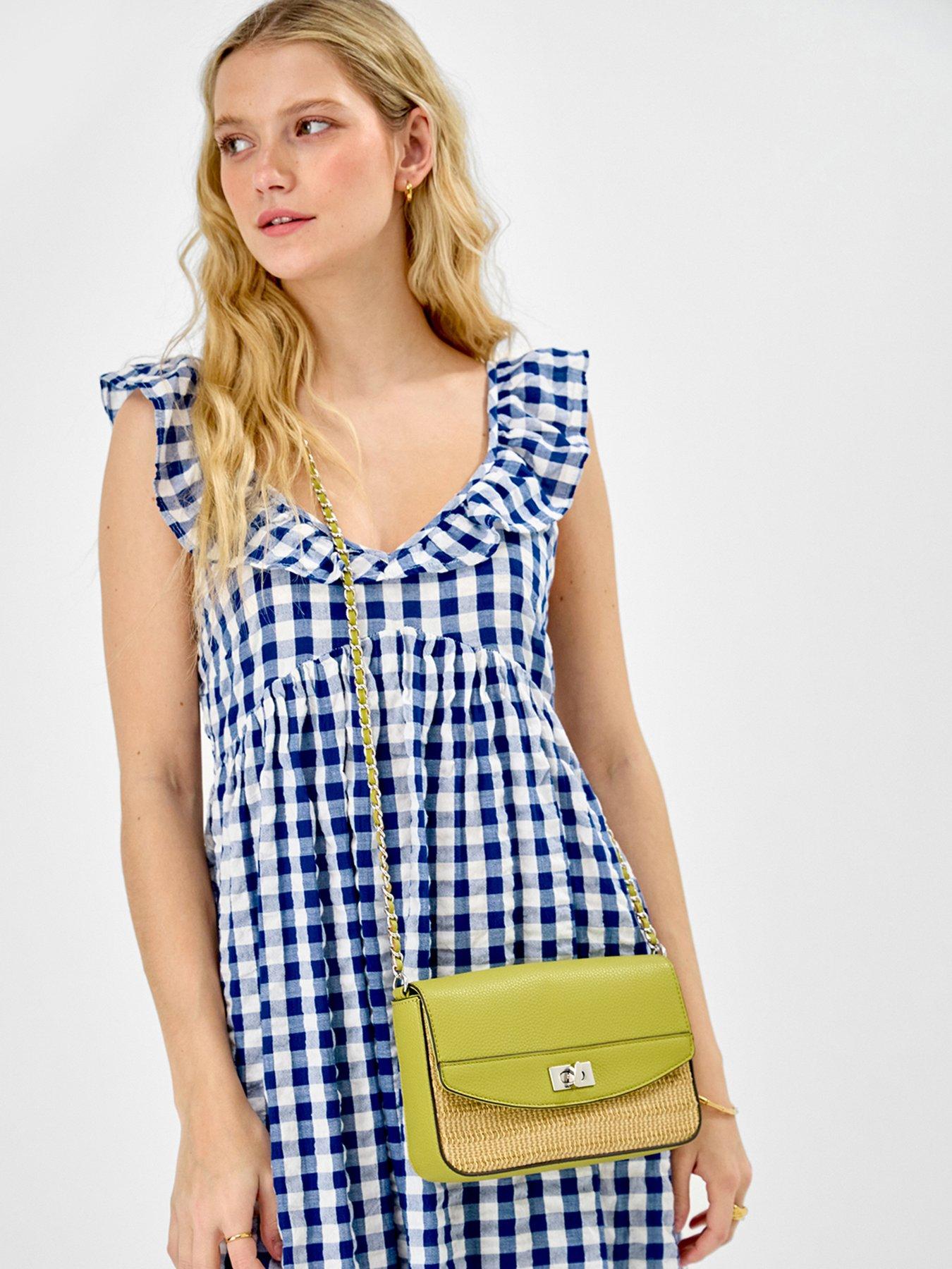 Image 2 of 5 of Accessorize Twistlock Raffia Crossbody Bag