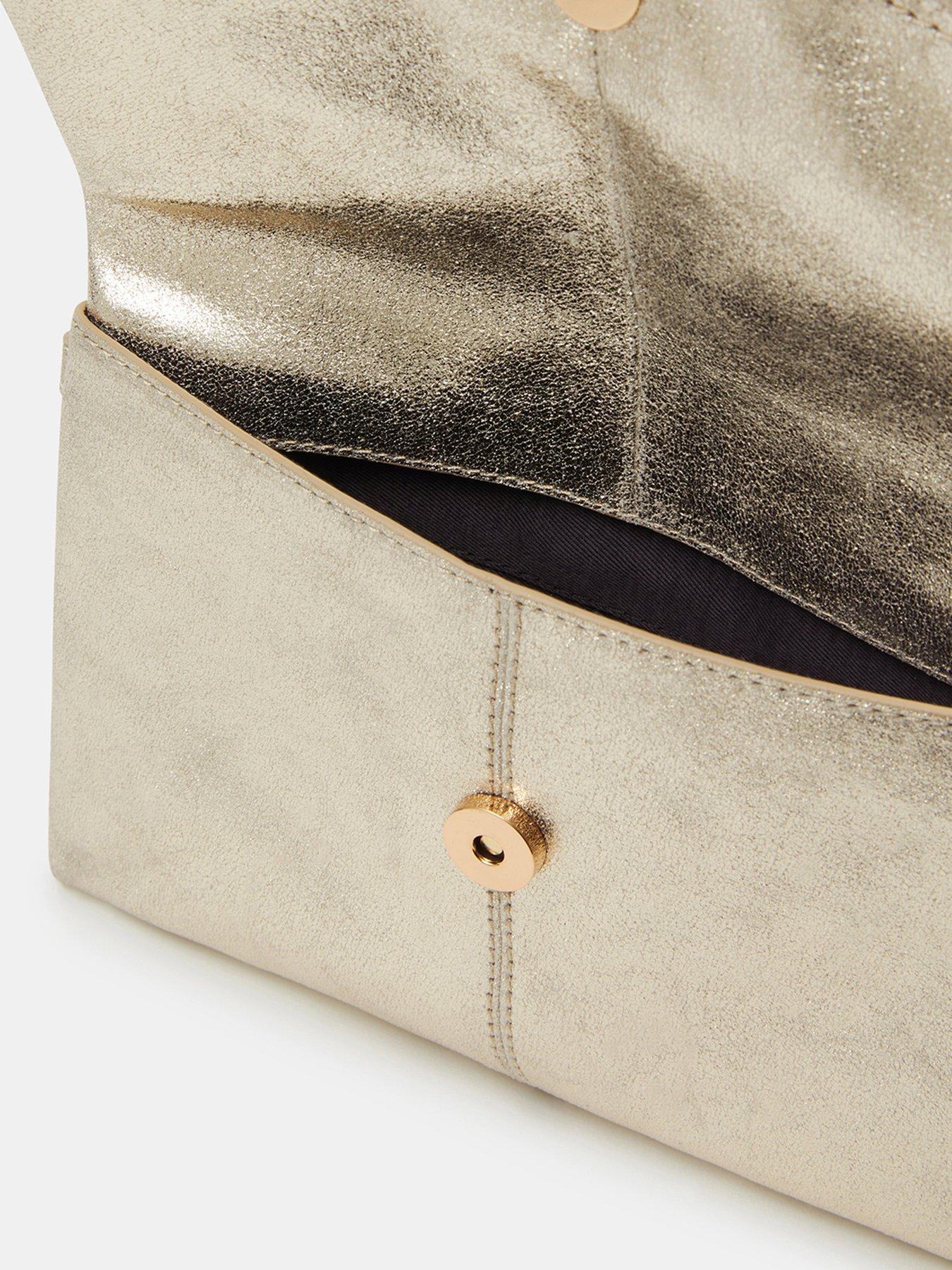 Image 5 of 5 of Accessorize Fold-over Metallic Leather Clutch Bag
