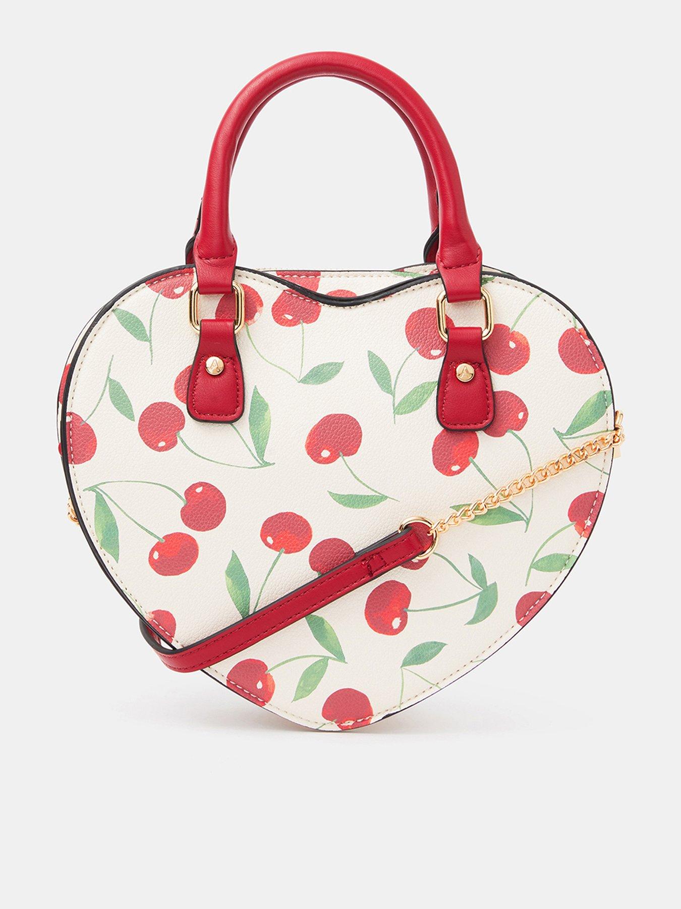 Image 1 of 5 of Accessorize Cherry Print Heart Crossbody Bag