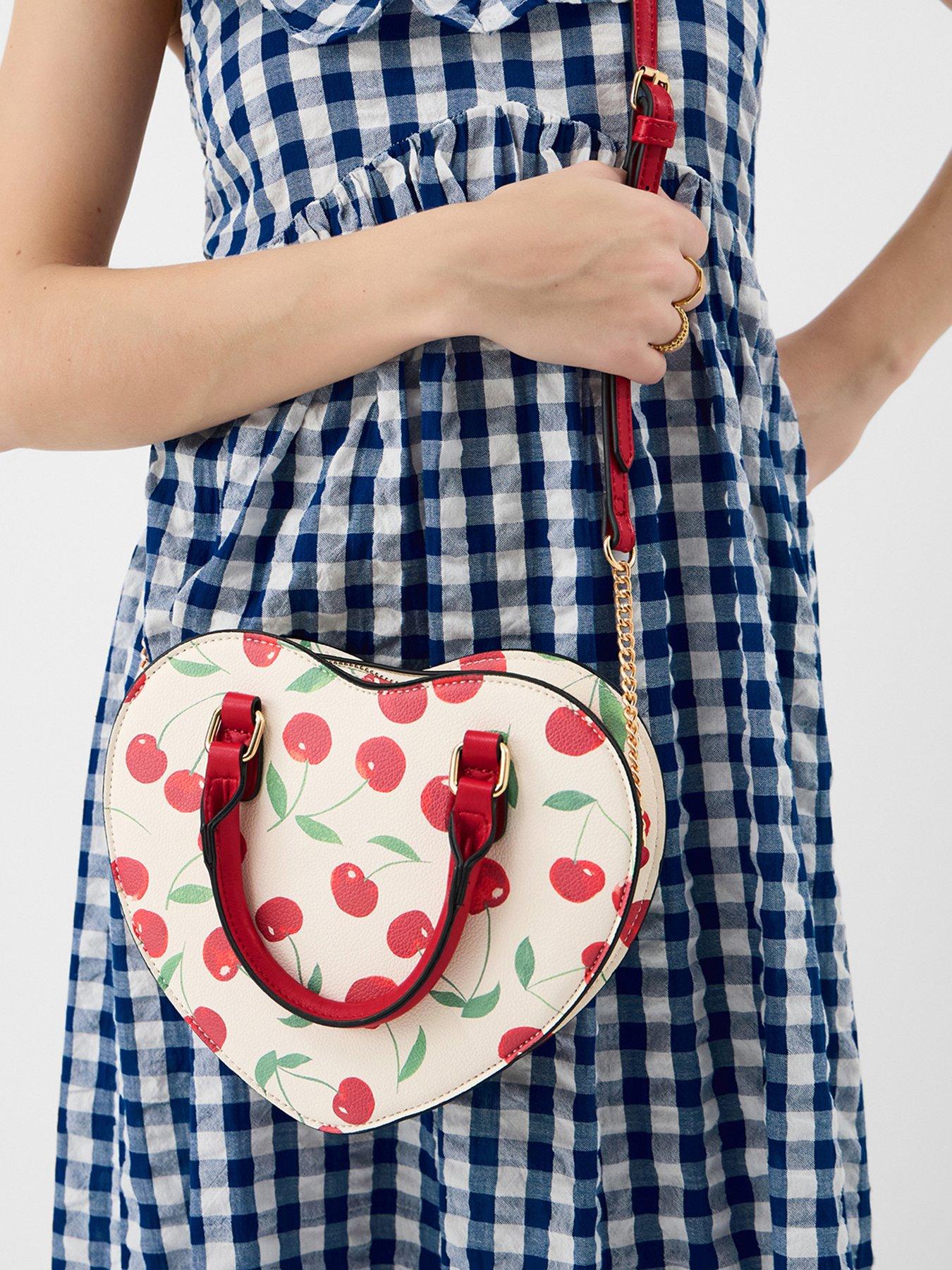 Image 2 of 5 of Accessorize Cherry Print Heart Crossbody Bag