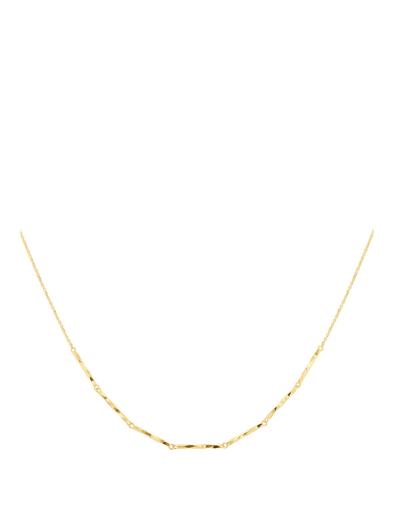 The Love Collection 9CT YELLOW GOLD TRACE 11mm x 1.25mm DIAMOND CUT BAR NECKLACE 43cm/17'-46cm/18'