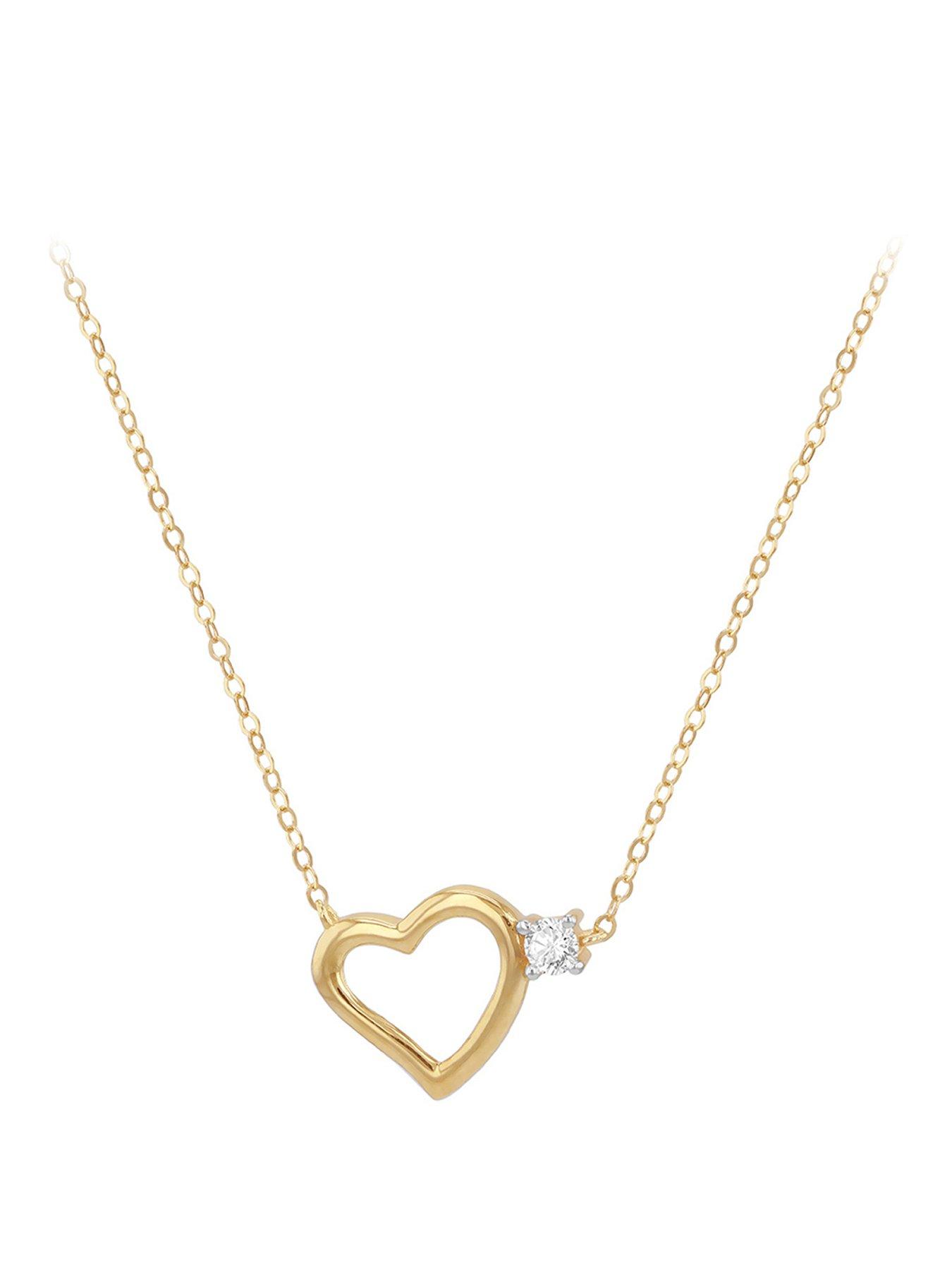 Image 1 of 5 of The Love Collection 9ct Yellow Gold Heart With Cubic Zirconia Accent Necklace