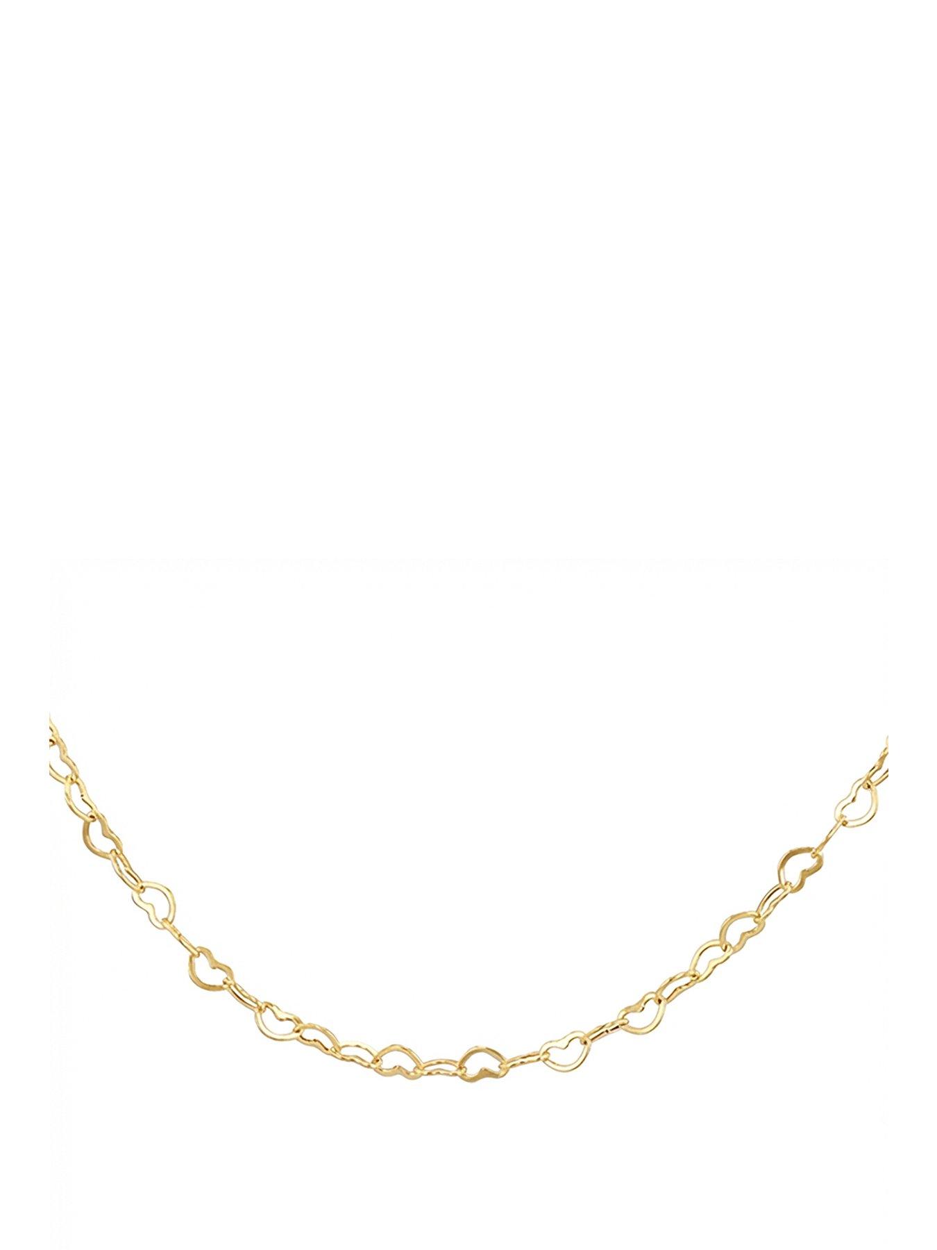 The Love Collection 9ct Yellow Gold Mini Open Heart Chain 41cm/16'