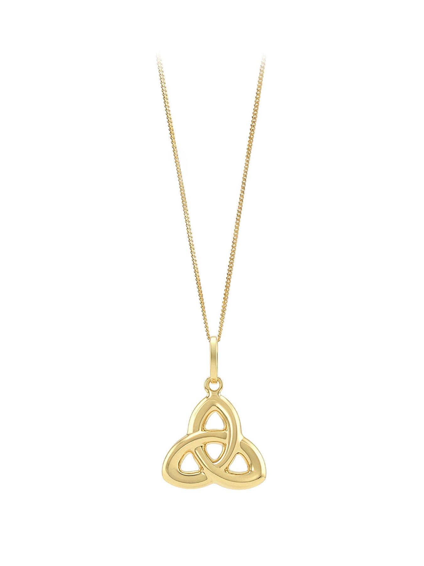 The Love Collection 9ct Yellow Gold 15mm x 17mm Celtic Knot Pendant/18'