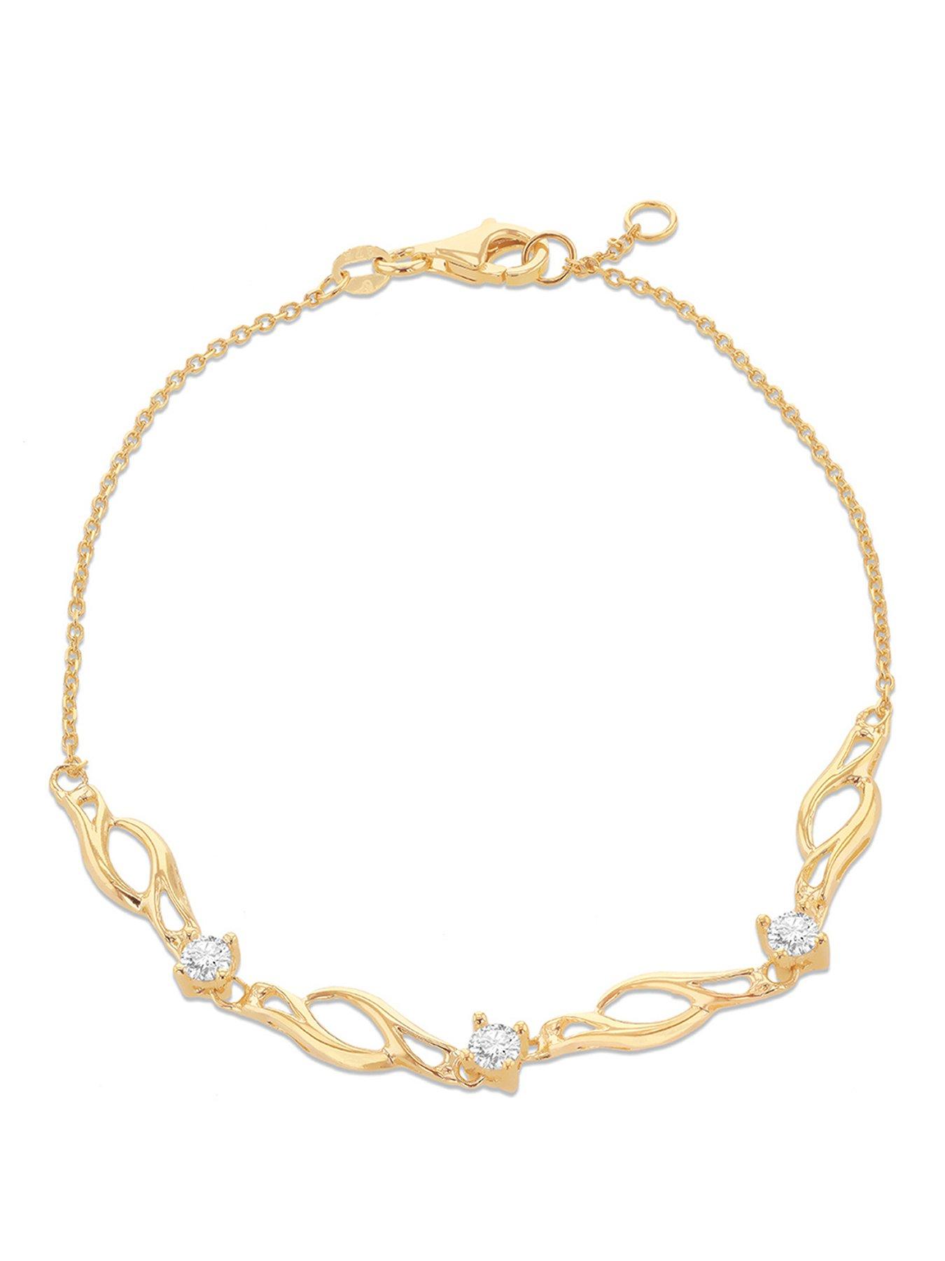 The Love Collection 9ct Yellow Gold 7.5mm X 5mm Set Twist Bracelet 18cm/7'-19cm/7.5' '