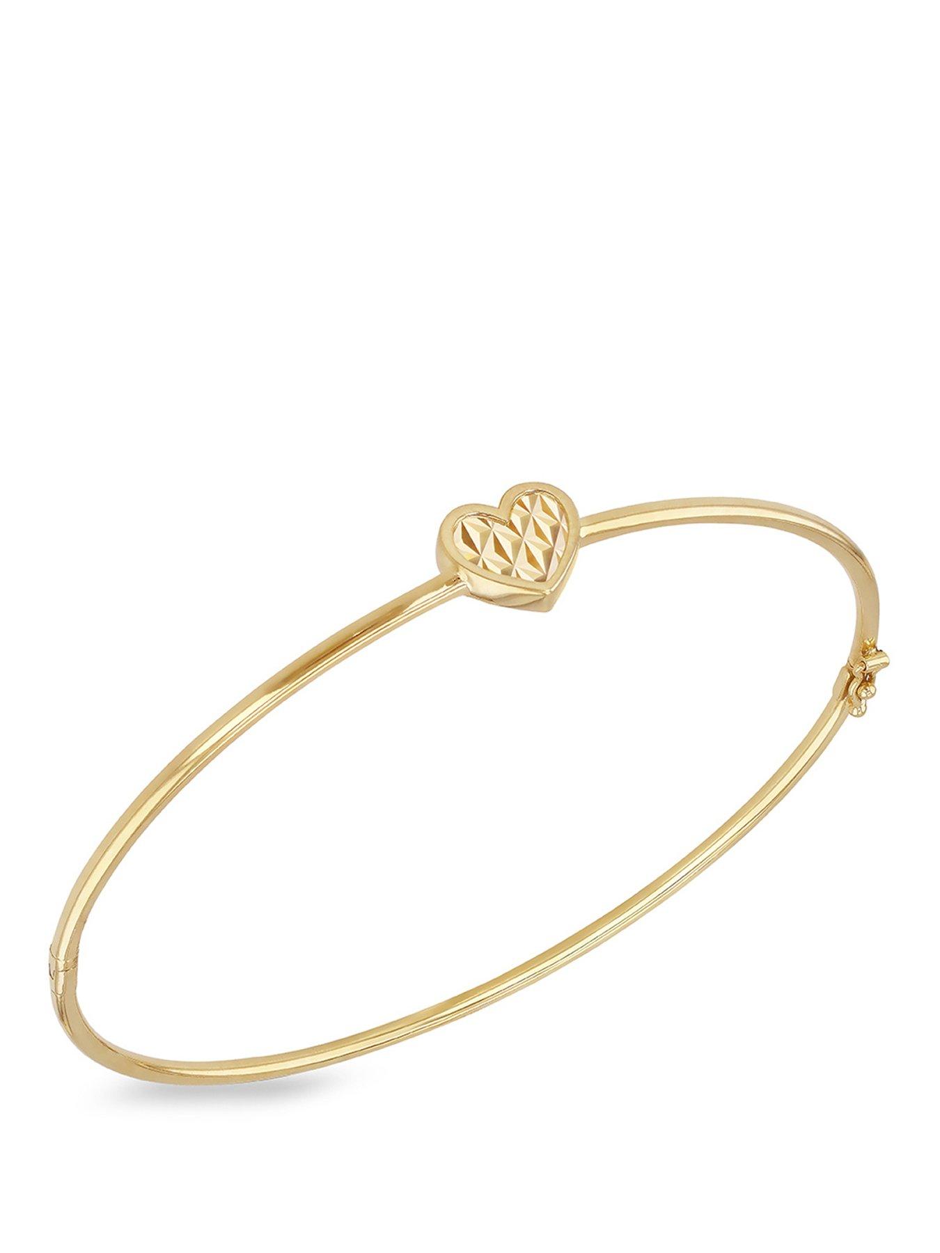 The Love Collection 9ct Yellow Gold 9mm x 7.9mm Shimmer Heart Bangle