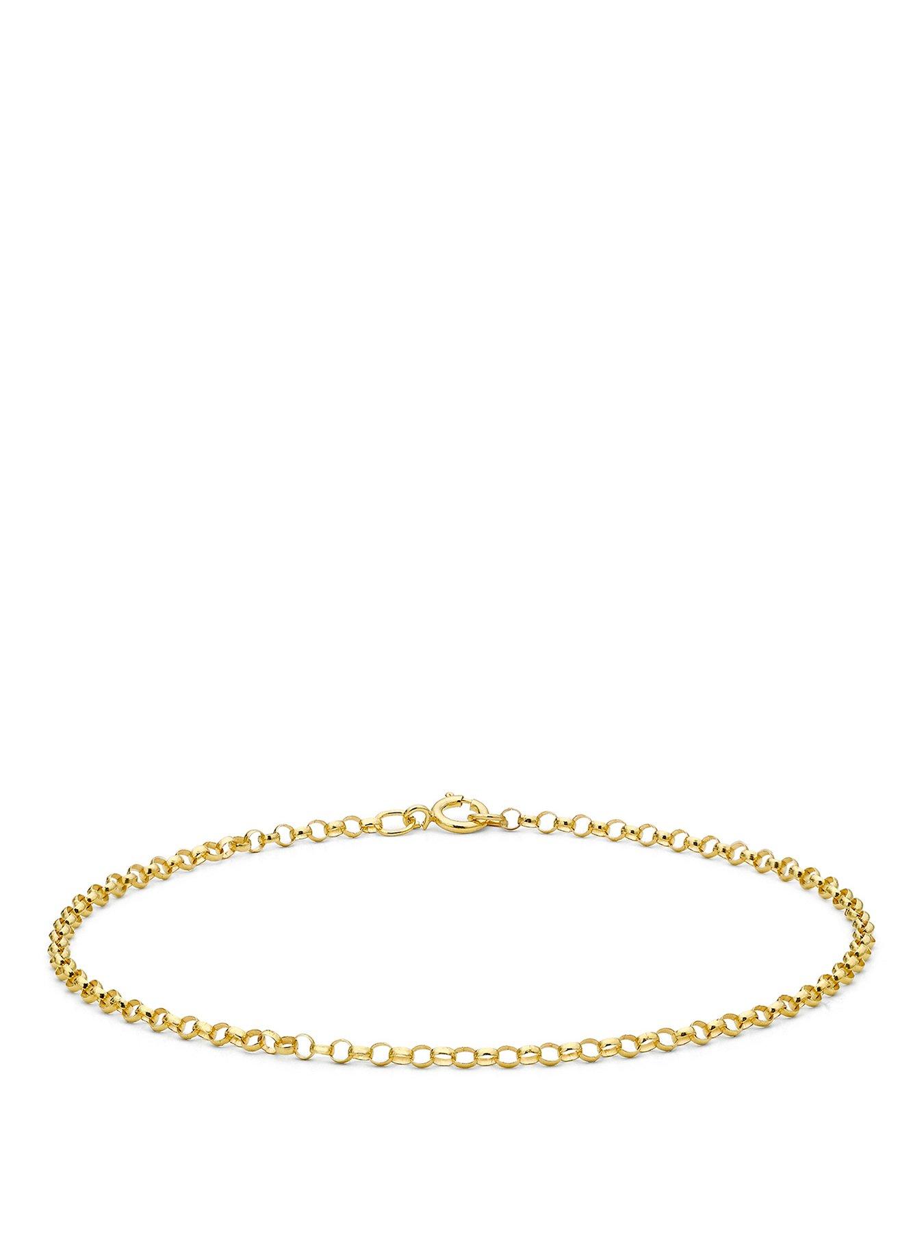 The Love Collection 9ct Yellow Gold Belcher 65 Round Bracelet 18cm/7'