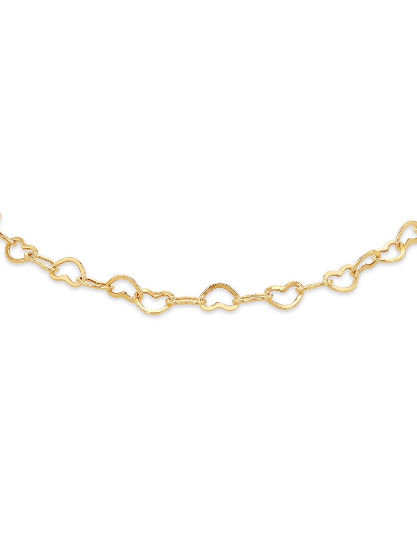 Image 2 of 5 of The Love Collection 9ct Yellow Gold Mini Open Heart Bracelet 18cm/7'
