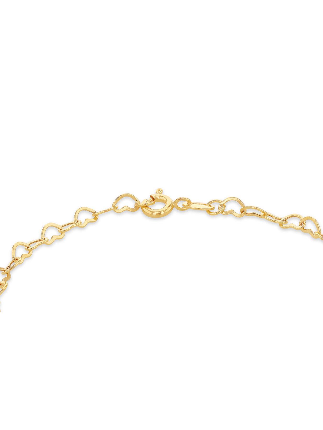 Image 3 of 5 of The Love Collection 9ct Yellow Gold Mini Open Heart Bracelet 18cm/7'