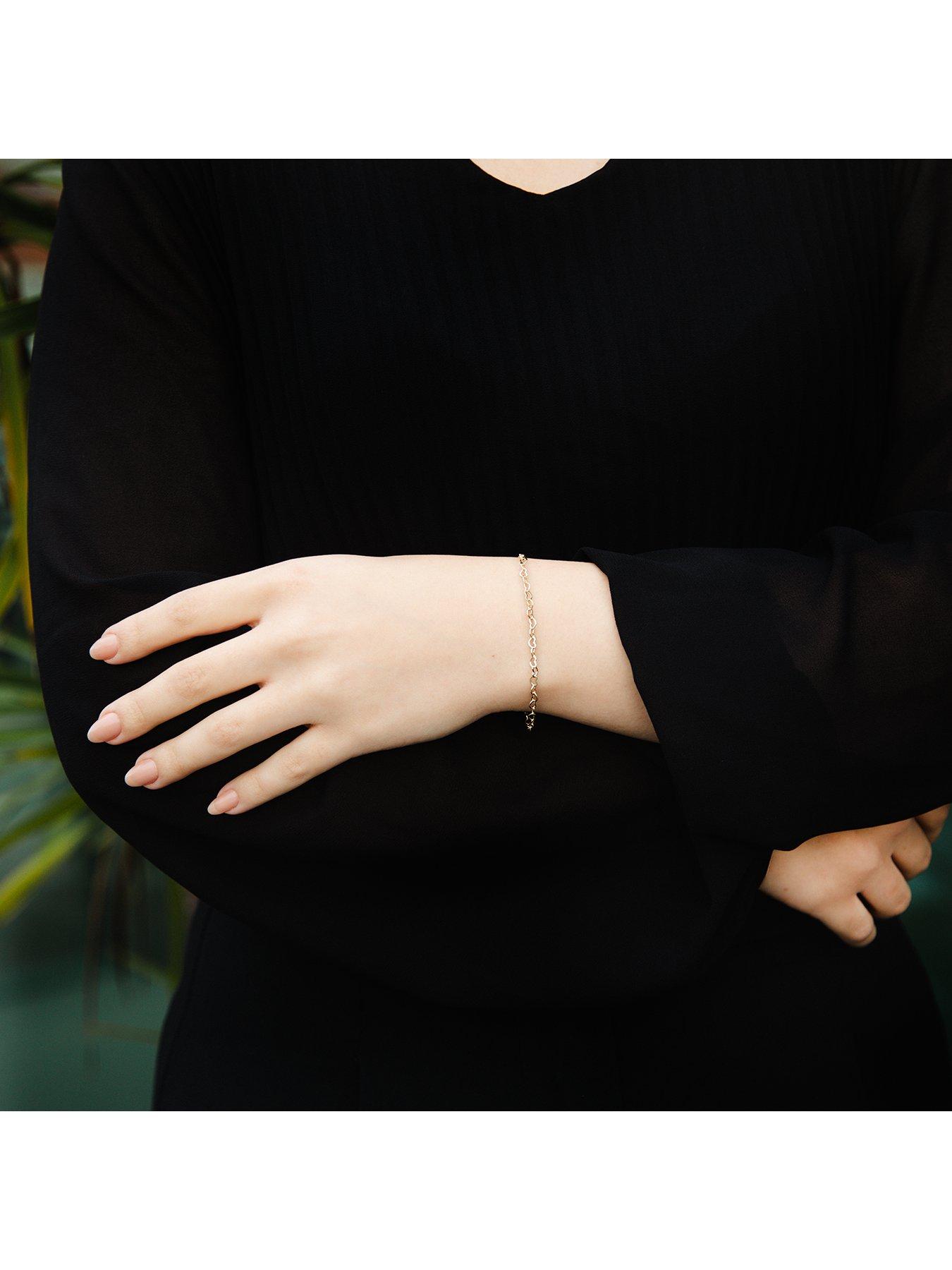 Image 4 of 5 of The Love Collection 9ct Yellow Gold Mini Open Heart Bracelet 18cm/7'