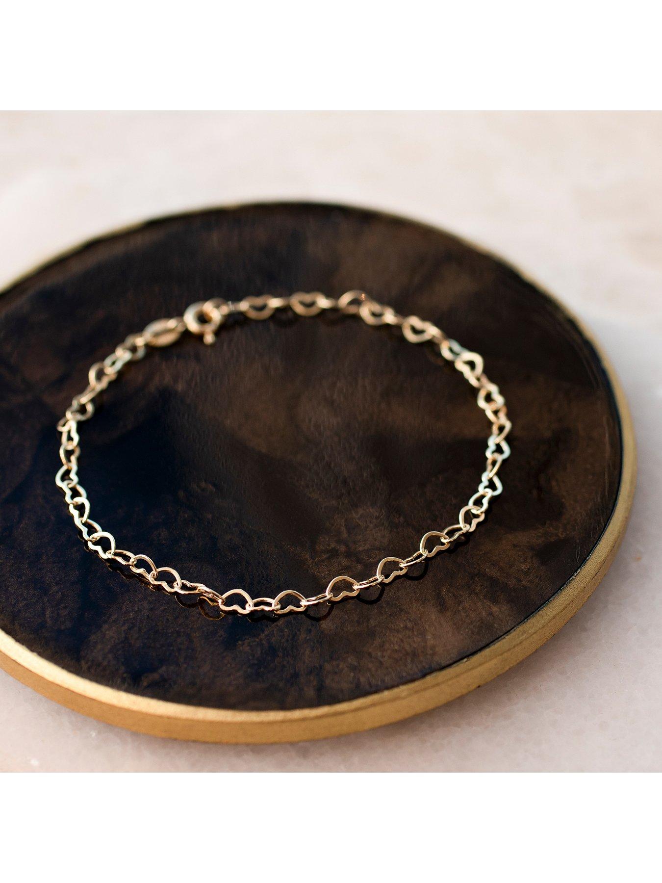 Image 5 of 5 of The Love Collection 9ct Yellow Gold Mini Open Heart Bracelet 18cm/7'