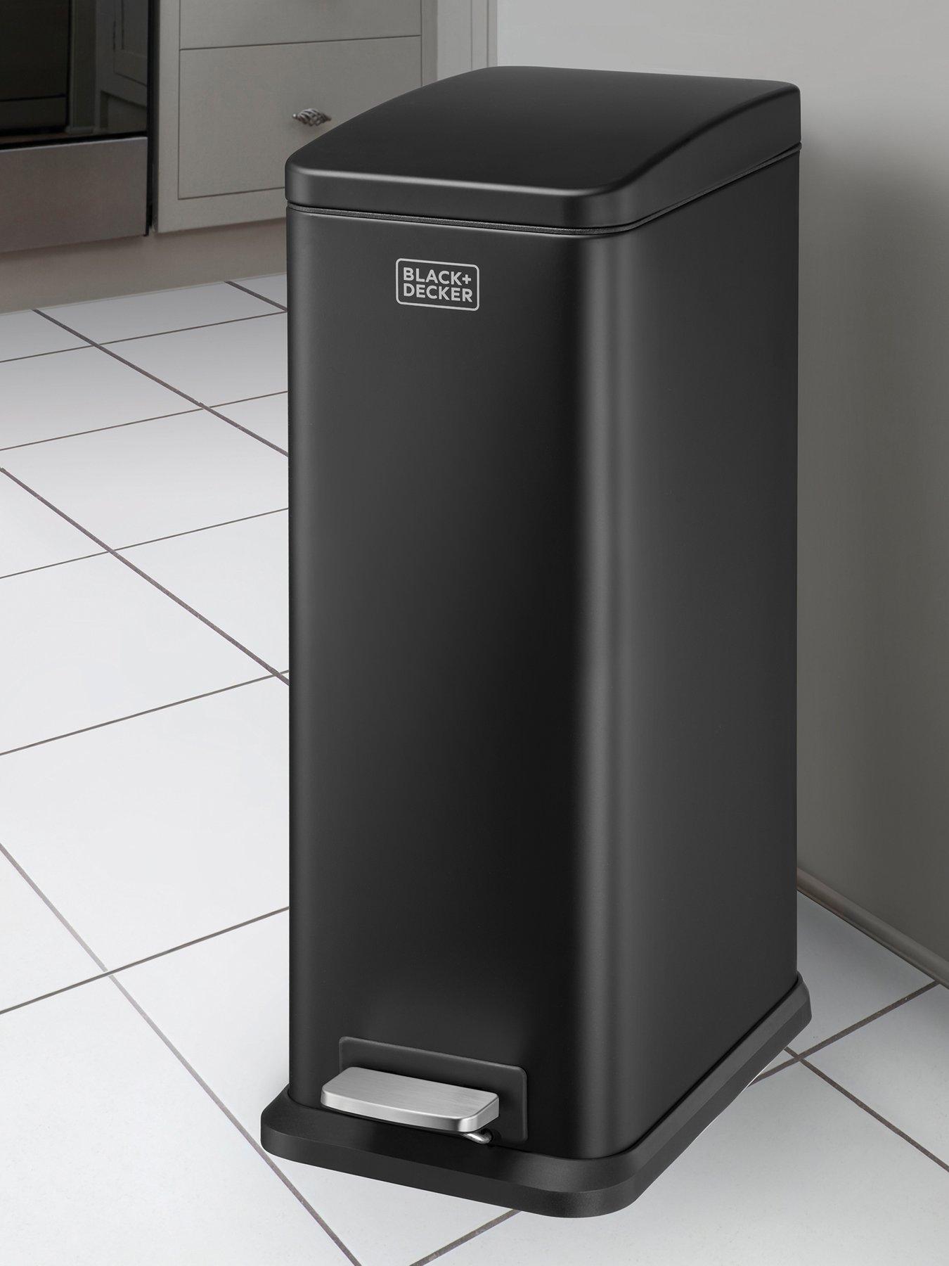 Black & Decker B+d 20l Slimline Soft Close Pedal Bin Matt Black