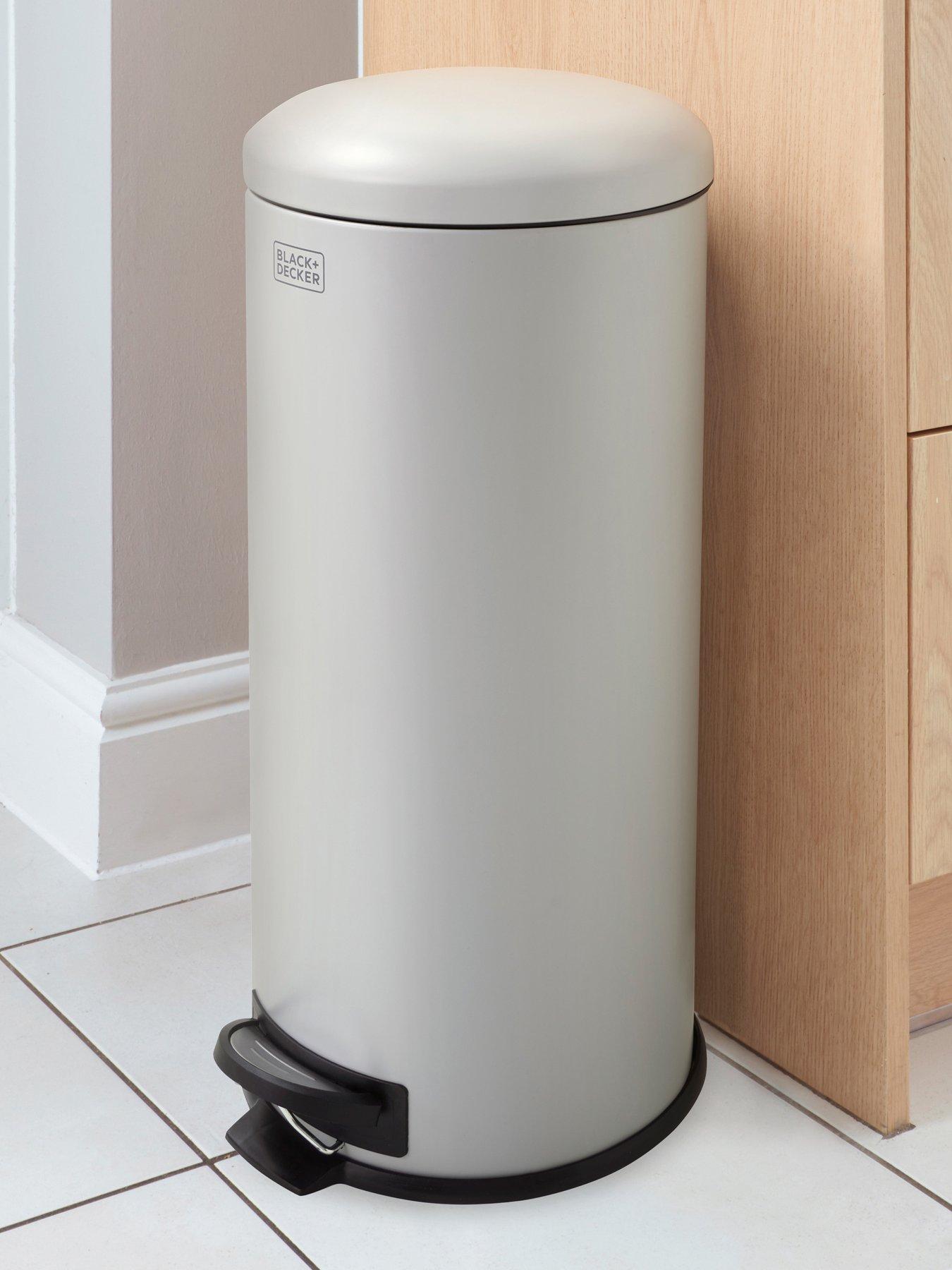 Black & Decker B+d 30l Dome Lid Pedal Bin - Grey