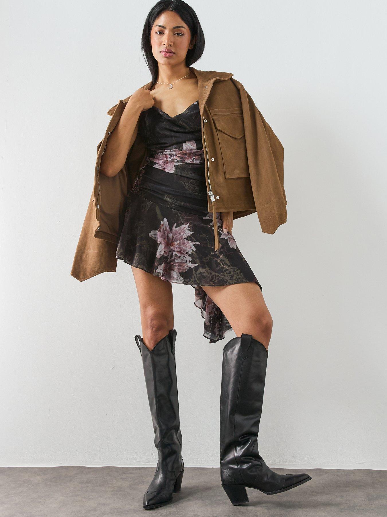 Image 6 of 6 of AllSaints Bea Mesh Mini Dress - Black