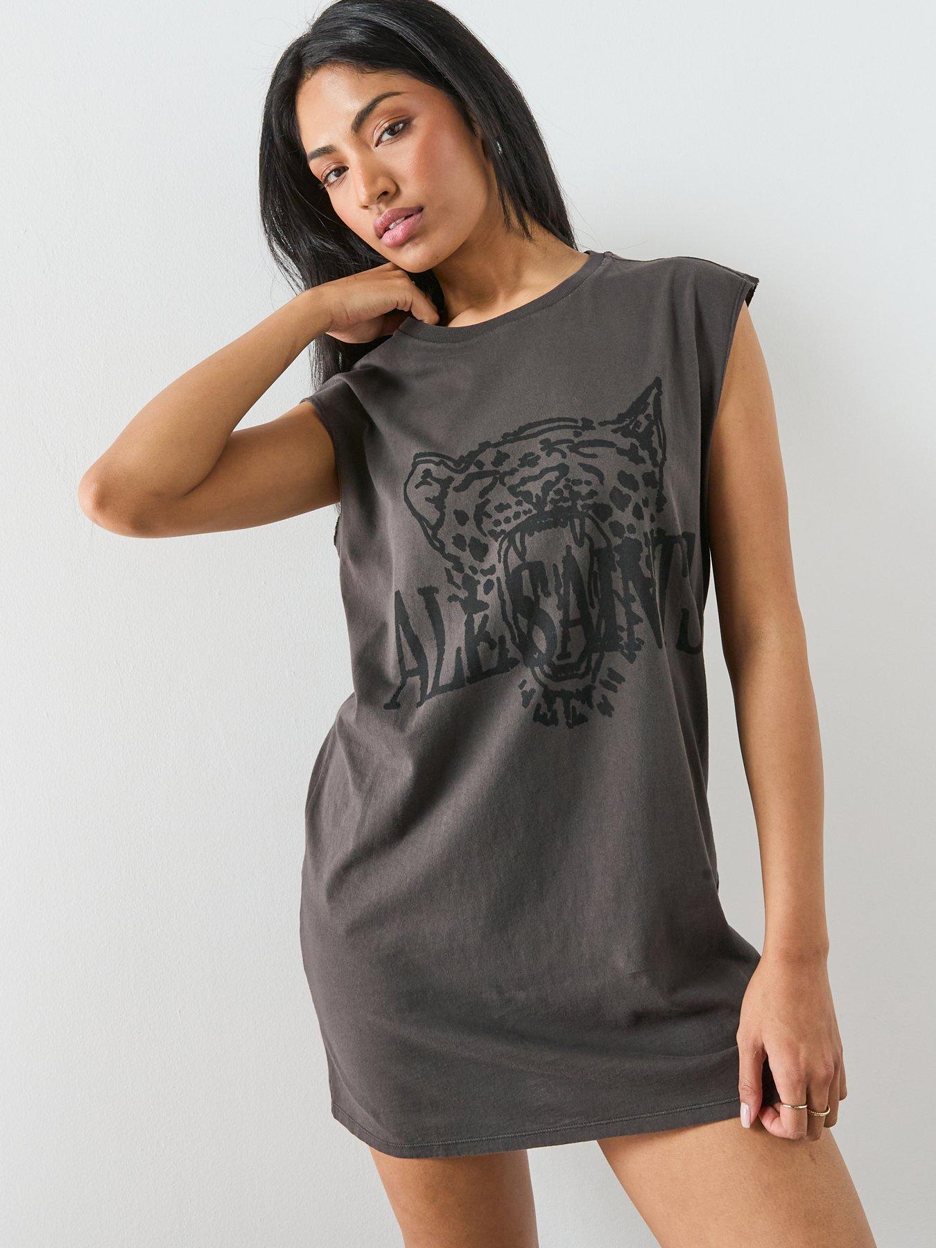 AllSaints Wild Brooke Dress, Grey, Size L, Women