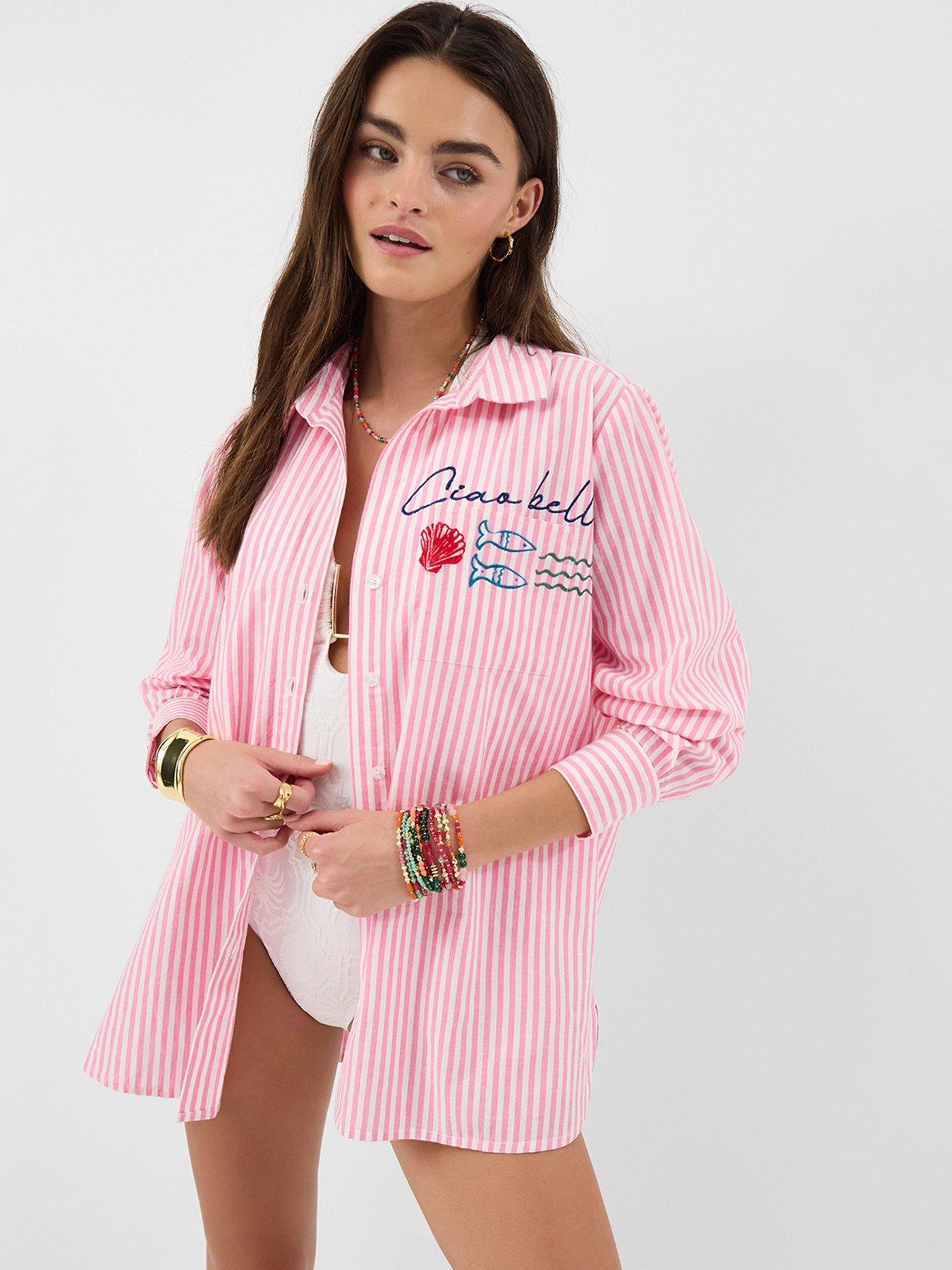 Image 1 of 5 of Accessorize Ciao Bella Embroidered Stripe Shirt
