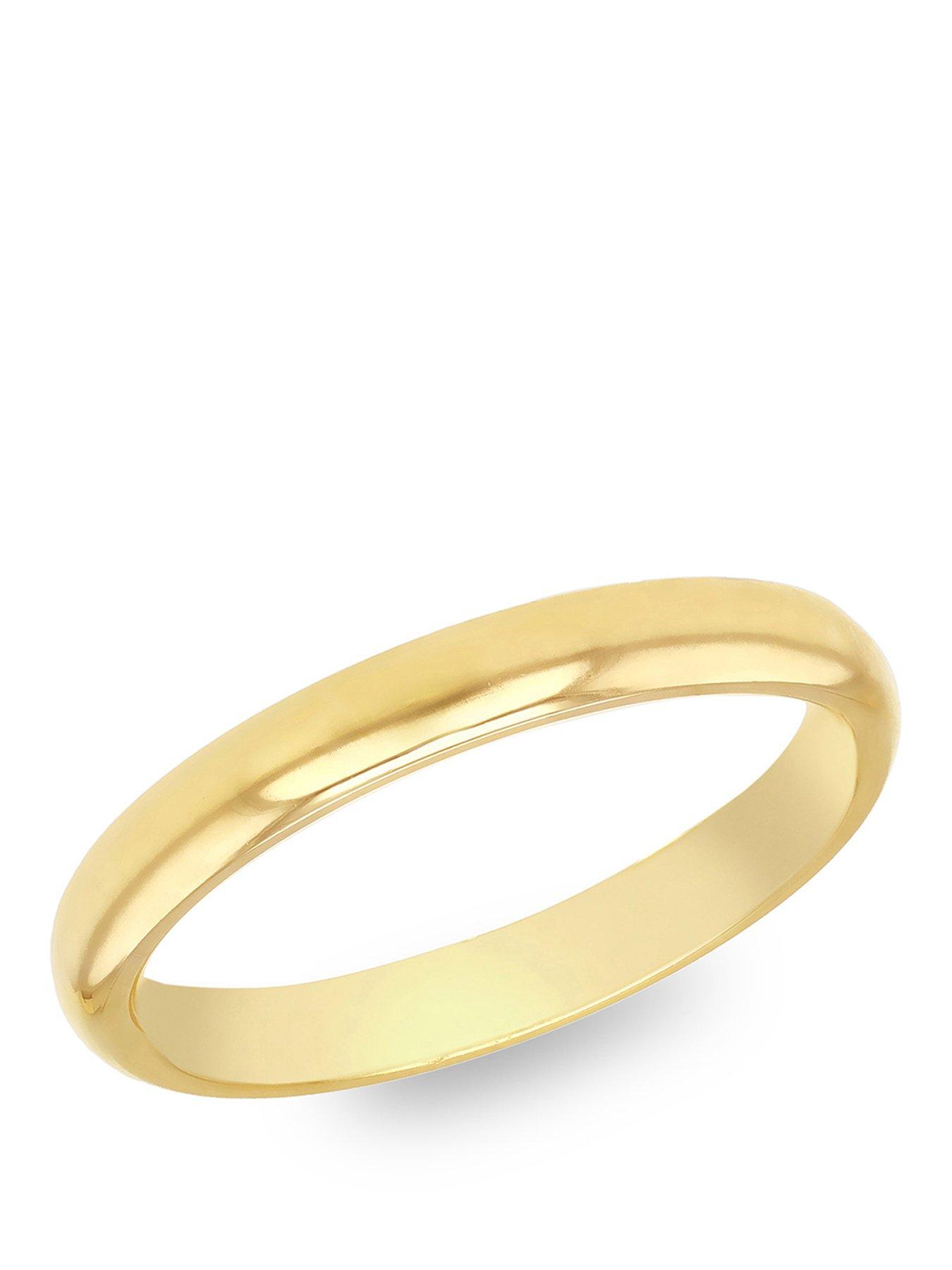 The Love Collection 9ct Yellow Gold 3mm Comfort Fit Plain Wedding Band Ring