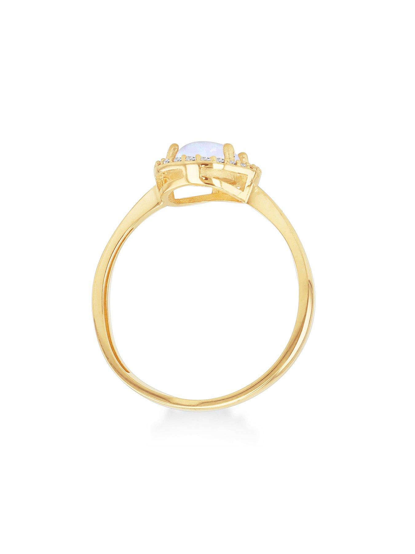 Image 3 of 5 of The Love Collection 9ct Yellow Gold  Cubic Zirconia Opal Halo Ring