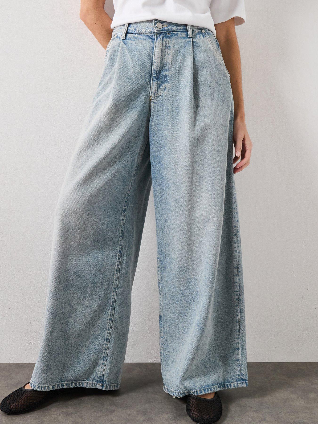 AllSaints Haze Pleat Jean, Blue, Size 28, Women