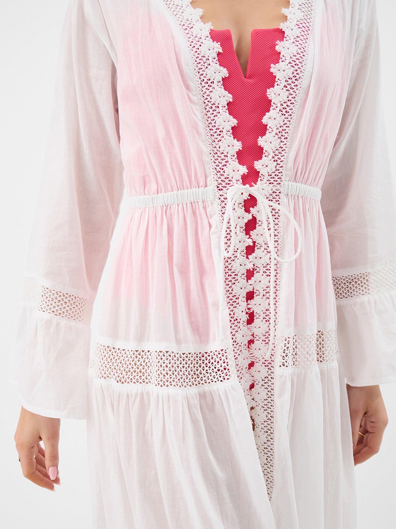 Image 4 of 5 of Accessorize Lace Midi Kaftan