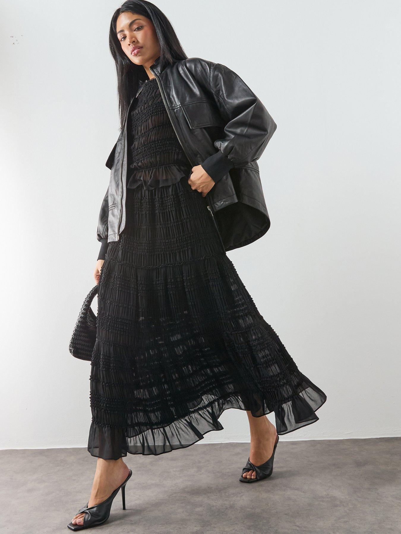 Allsaints Lotus Shirred Maxi Skirt - Black