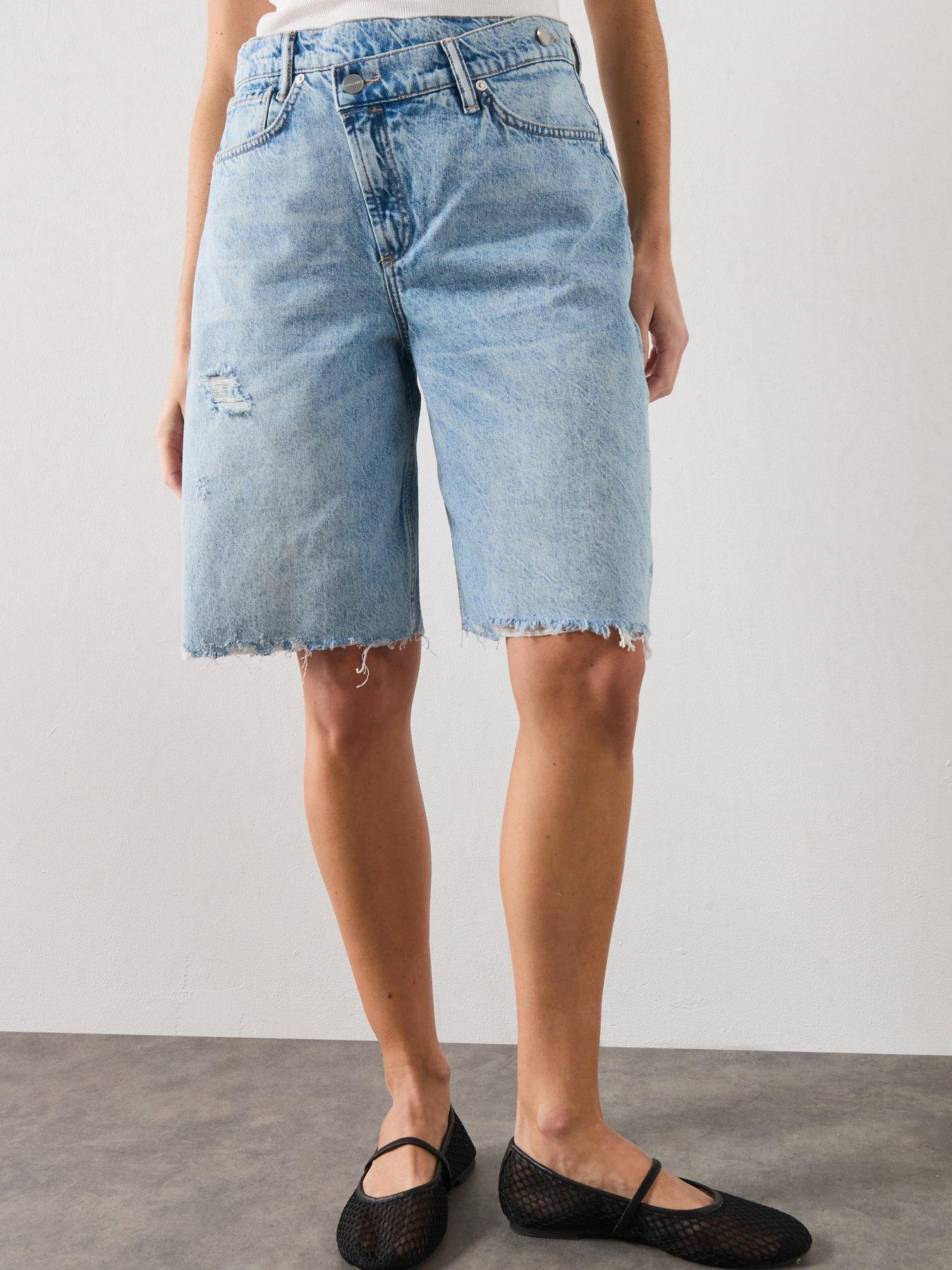 AllSaints Aki Crossover Short, Blue, Size 28, Women