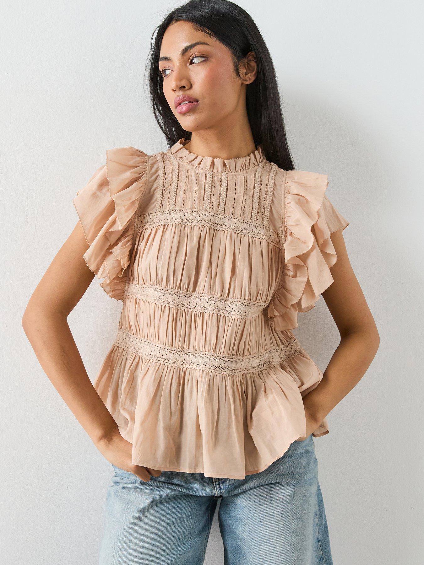 AllSaints Harriet Top, Pink, Size 10, Women