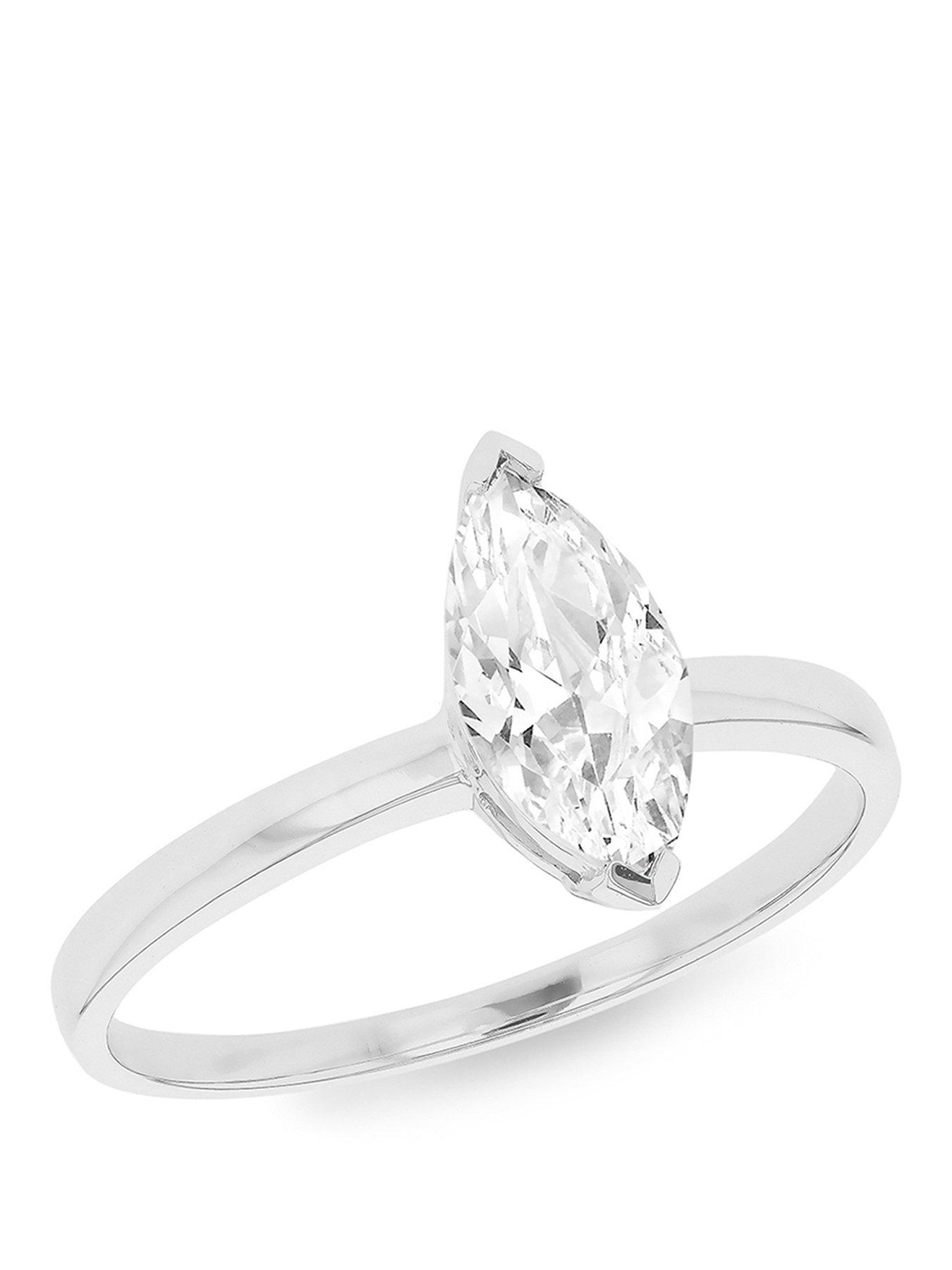The Love Collection 9ct White Gold 10mm x 5mm Marquise CZ Ring