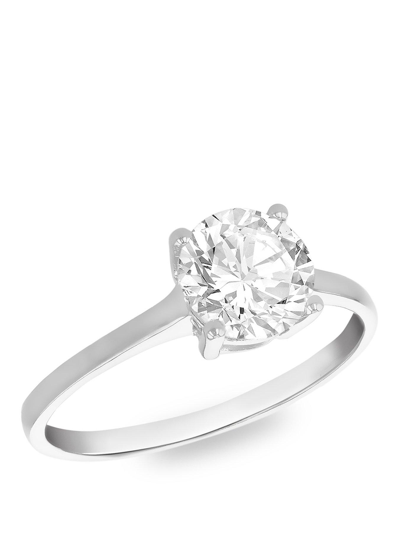 The Love Collection 9ct White Gold 7mm CZ Solitatire Ring