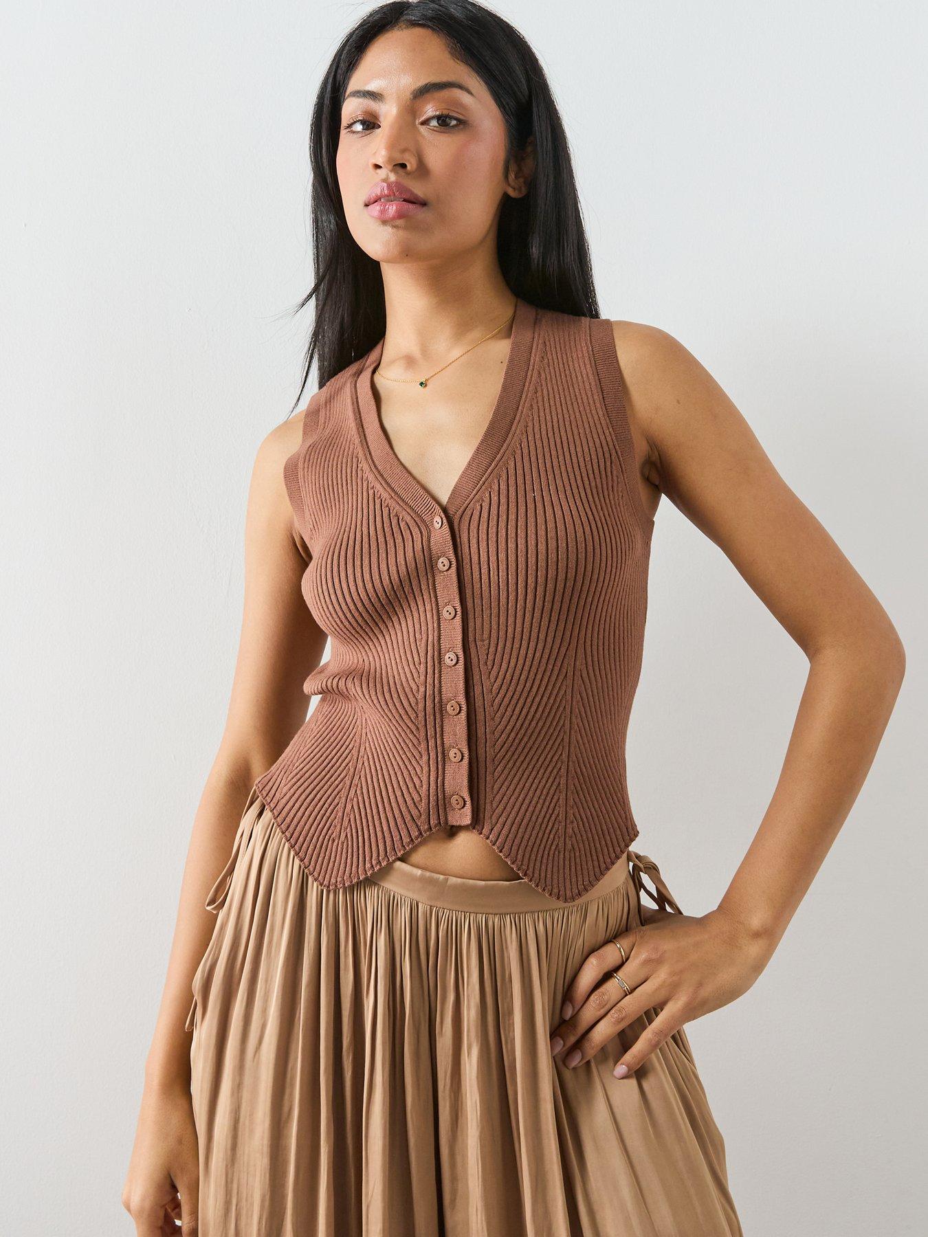 AllSaints Cruz Waistcoat, Brown, Size Xs, Women
