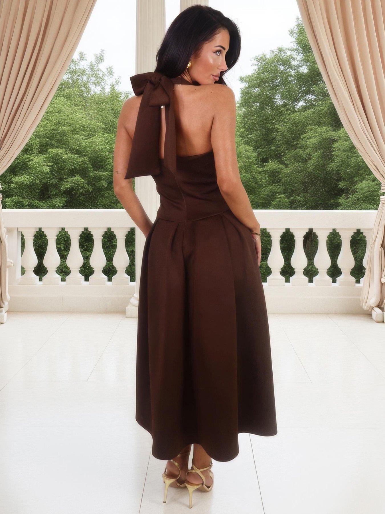 bebe silk halter dress Alicia Satin Halter Maxi Dress main image 1