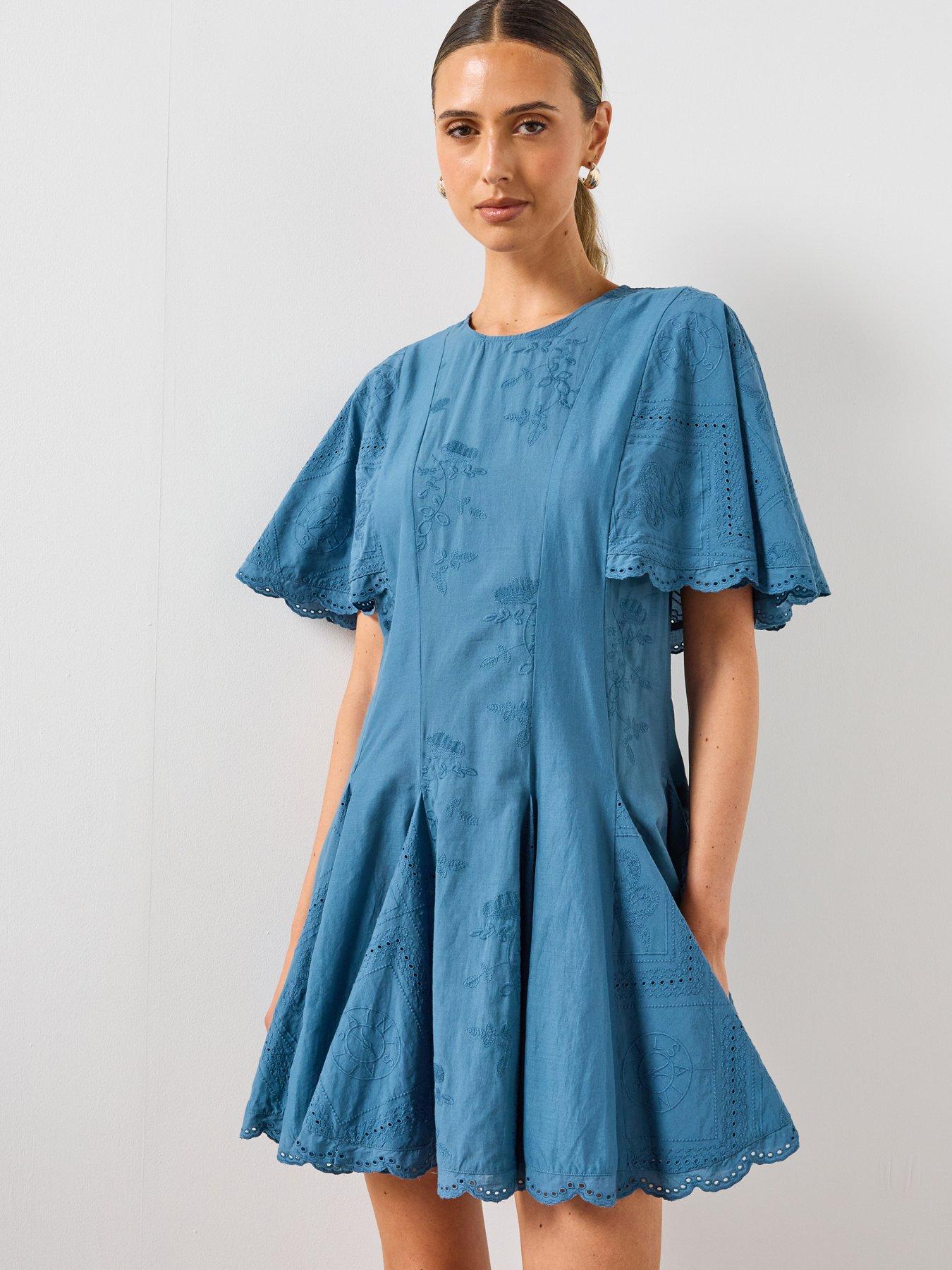 Image 1 of 5 of AllSaints Corla Slim Fit Mini Dress - Captain Blue