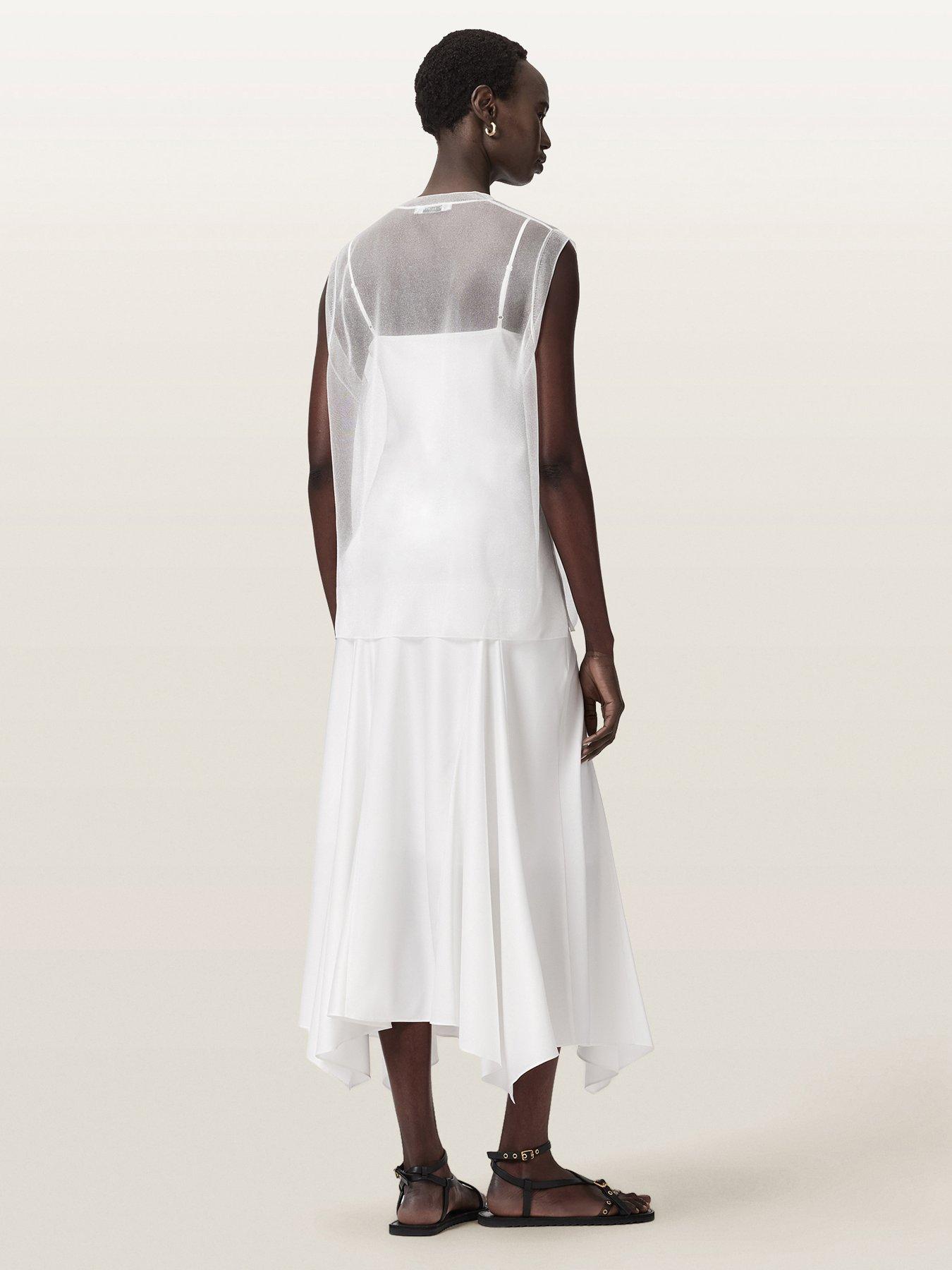 AllSaints Ava Strappy Satin Midi Dress - White | Very