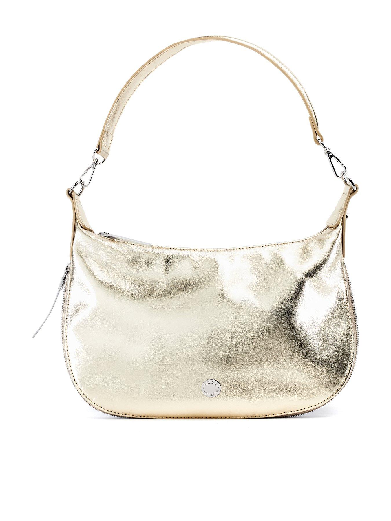Moda In Pelle Metallic Shoulder Bag - Gold