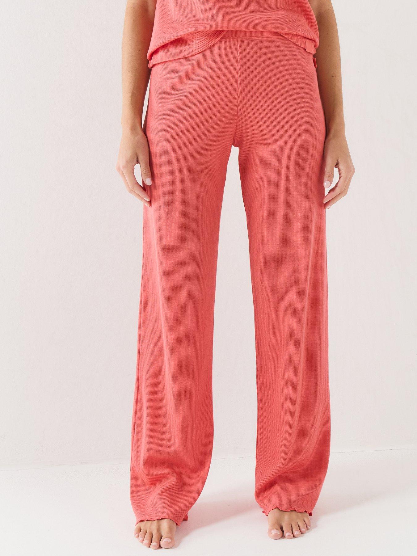 BOSS Cotton-blend Pyjama Bottoms In Waffle Jersey - Orange