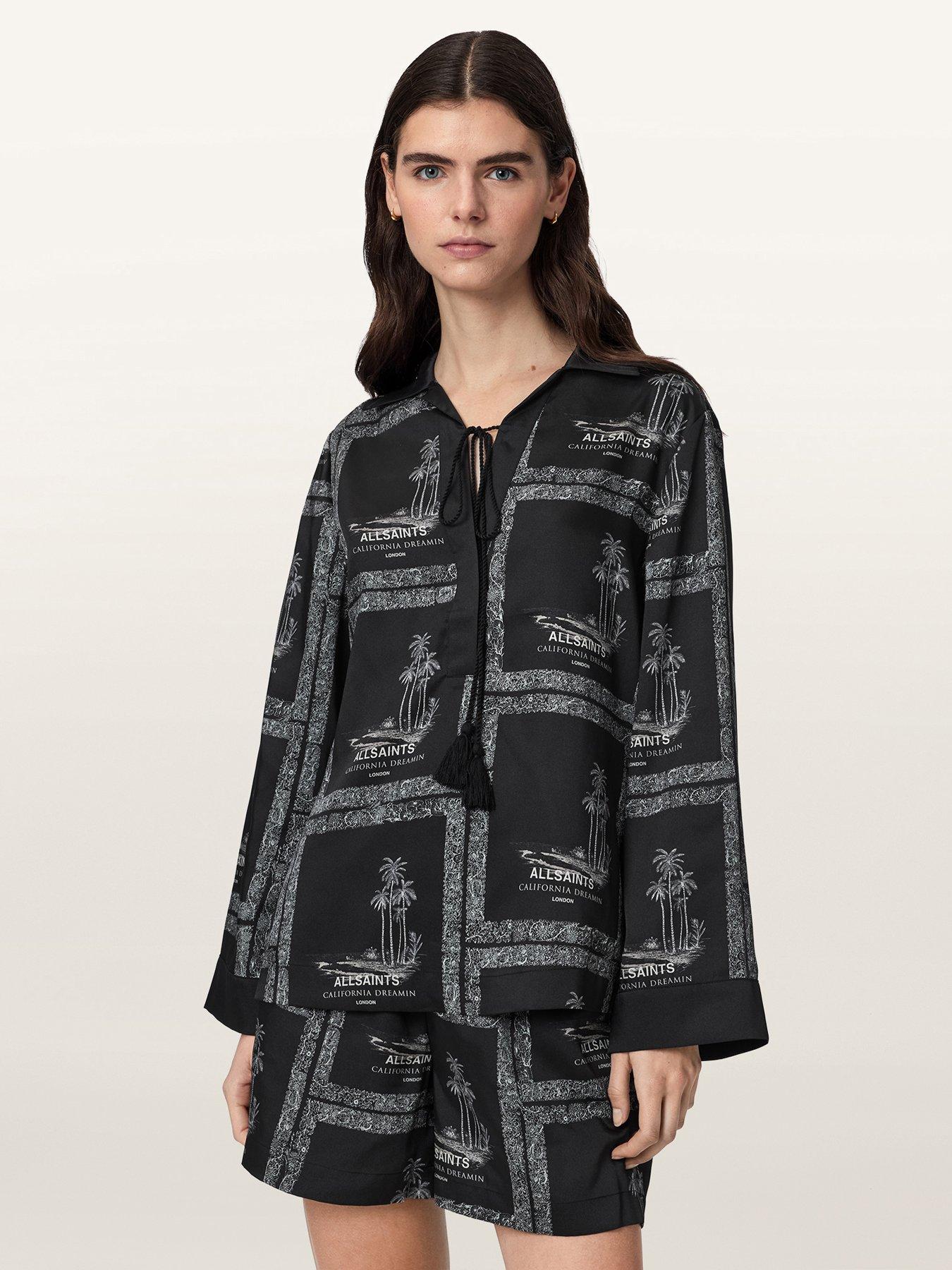 AllSaints Lettie Pleated Long Sleeve Shirt - Black
