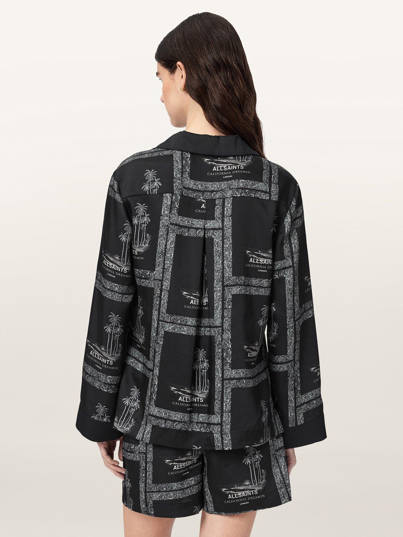 Image 2 of 7 of AllSaints Lettie Pleated Long Sleeve Shirt - Black