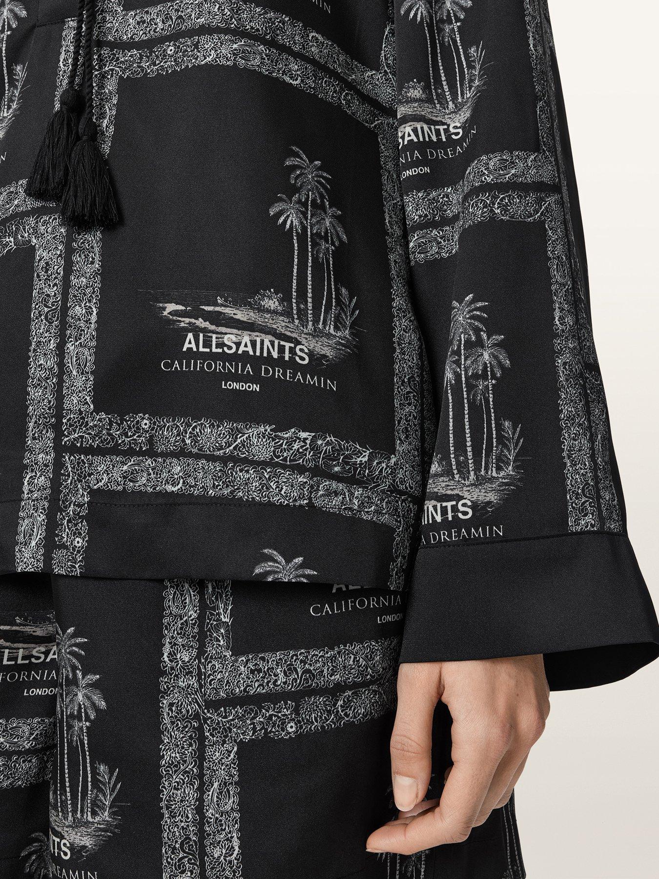 Image 6 of 7 of AllSaints Lettie Pleated Long Sleeve Shirt - Black