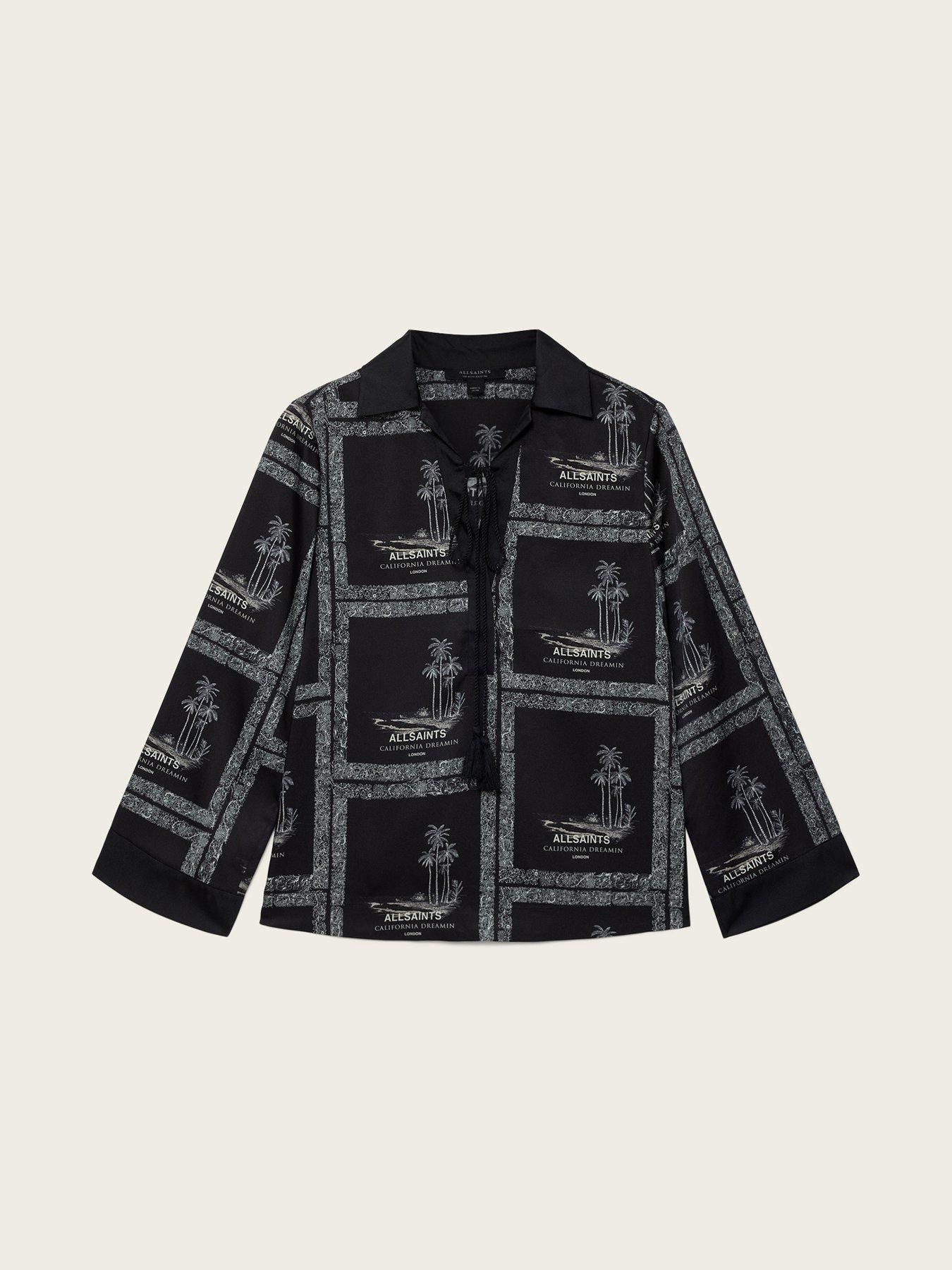 Image 7 of 7 of AllSaints Lettie Pleated Long Sleeve Shirt - Black