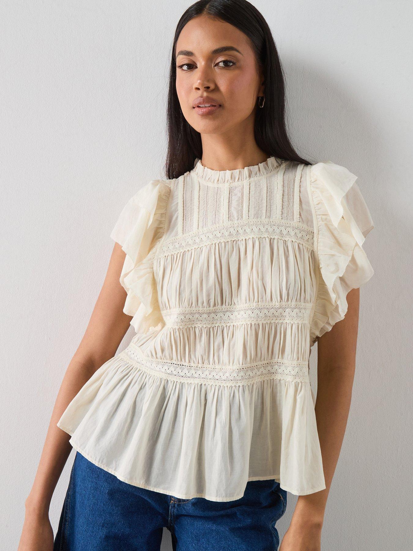 AllSaints Harriet Top, White, Size 16, Women