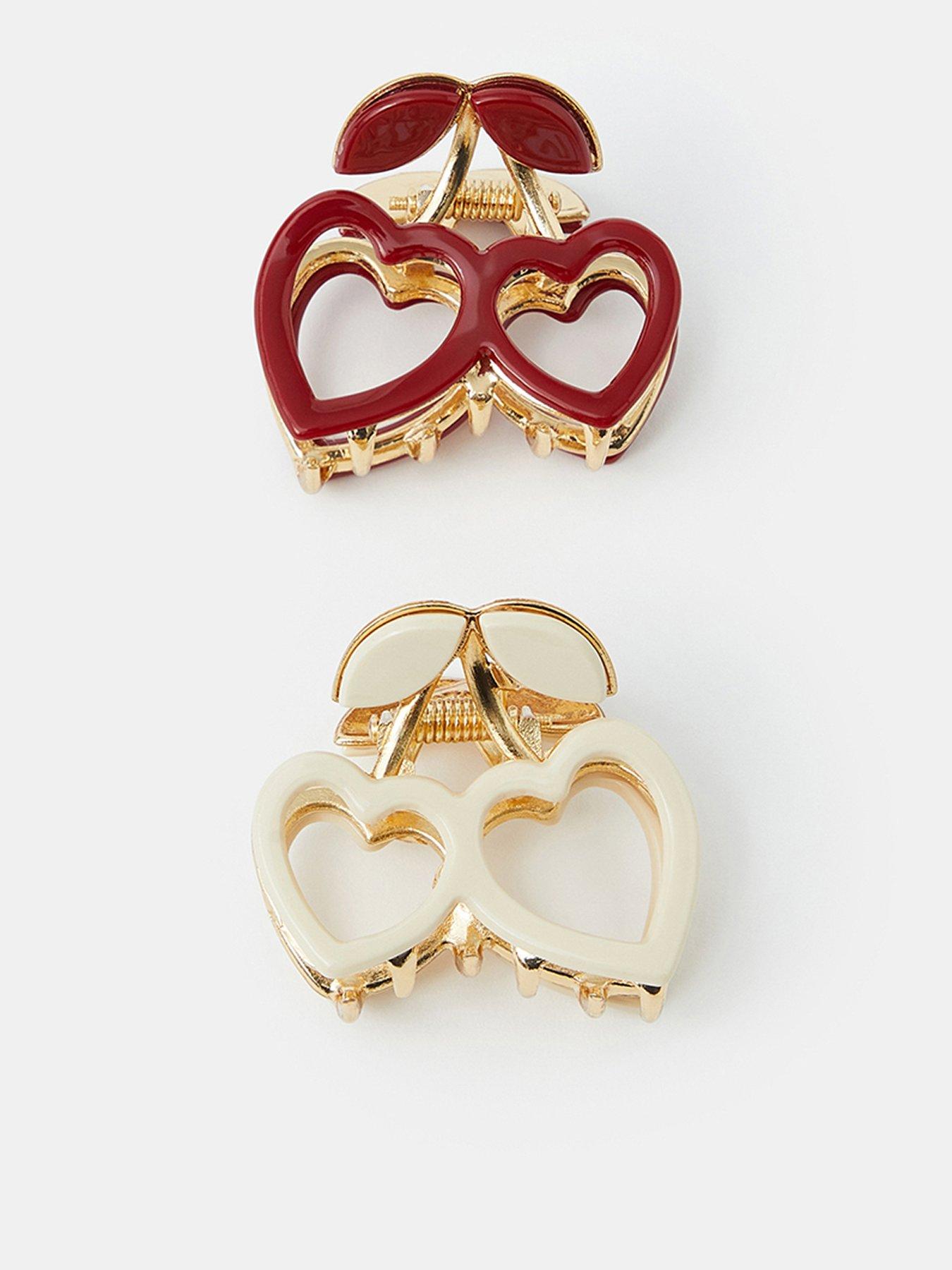 Image 1 of 3 of Accessorize 2-pack Mini Cherry Heart Claw Clips