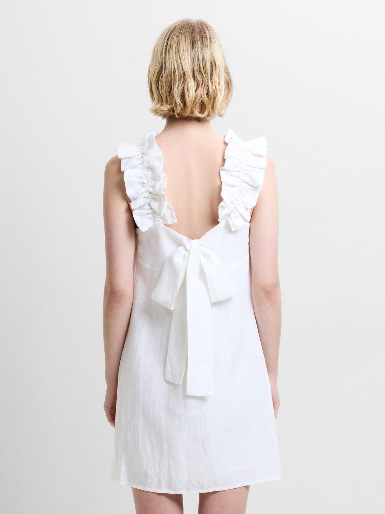 Image 3 of 5 of French Connection Linen Blend Ruffle A-line Mini Dress