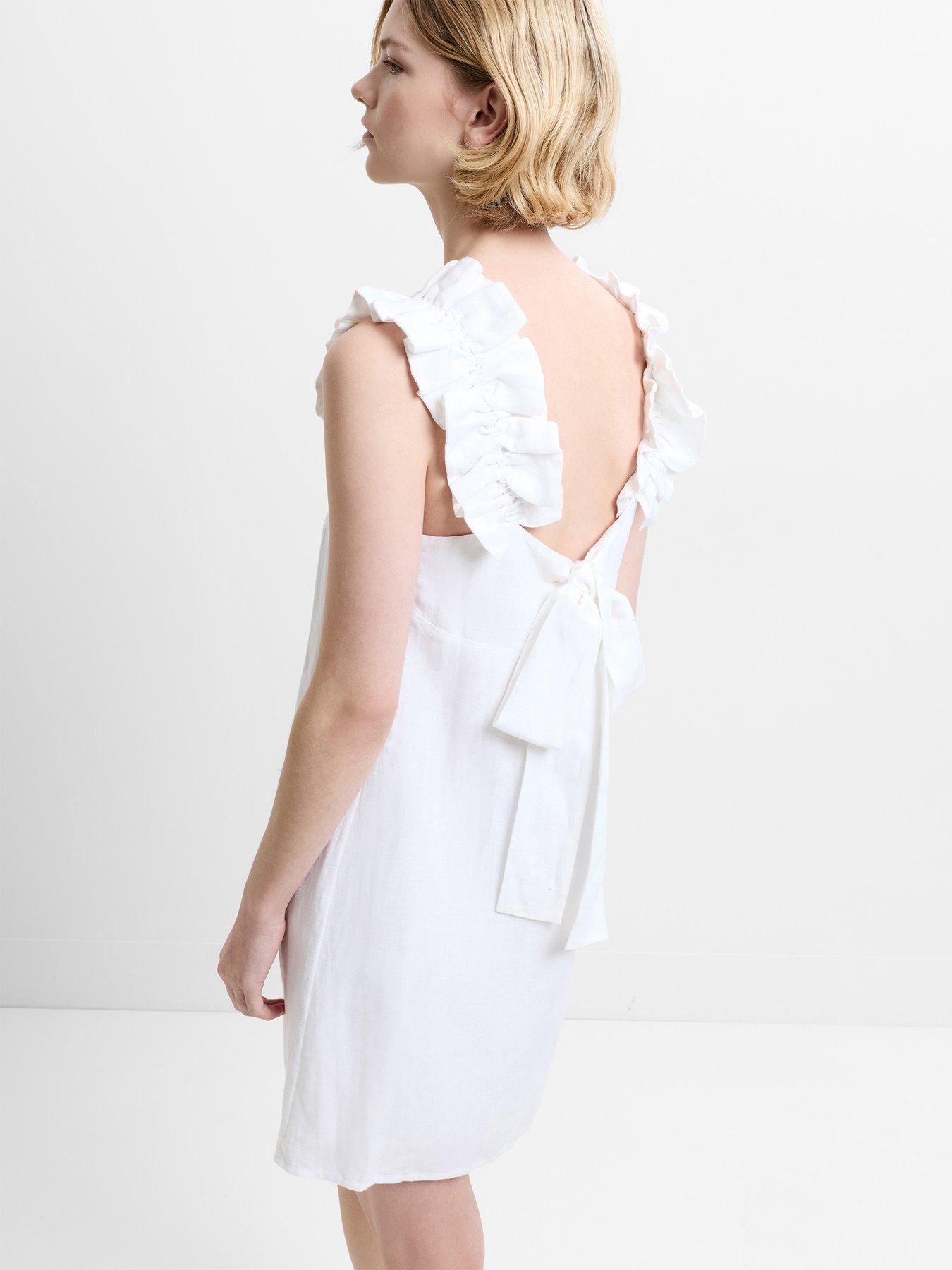 Image 4 of 5 of French Connection Linen Blend Ruffle A-line Mini Dress