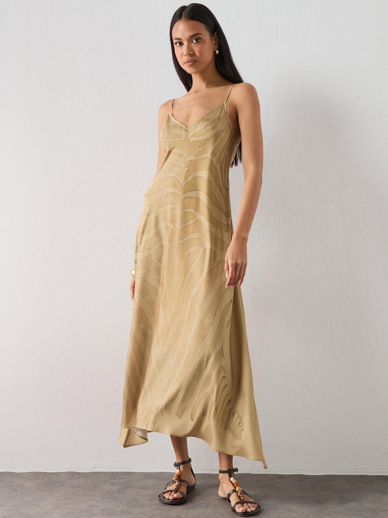 Image 1 of 6 of AllSaints Leona Dress - Gold
